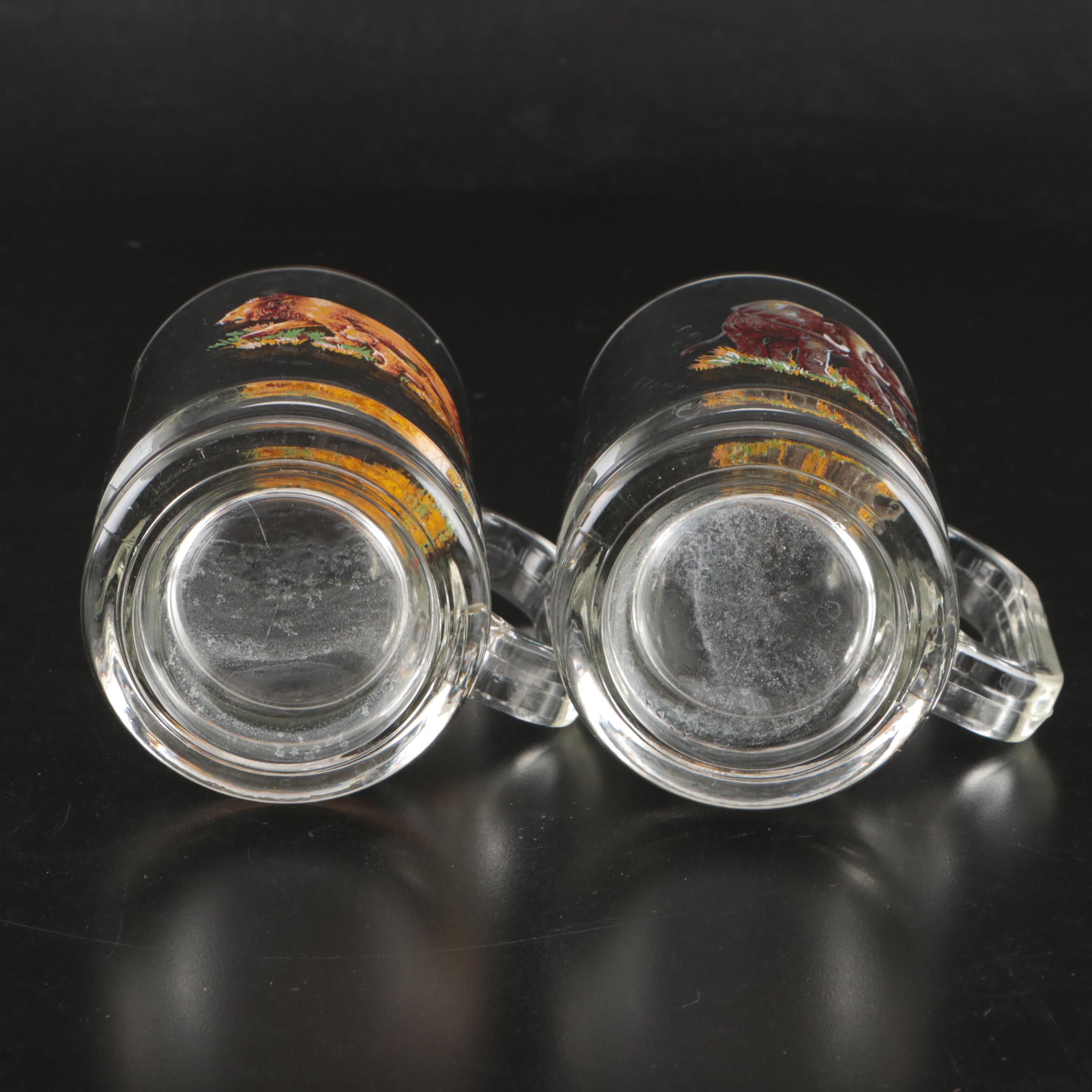 Glass Safari Animal Beer Mugs, Mid-20th Century