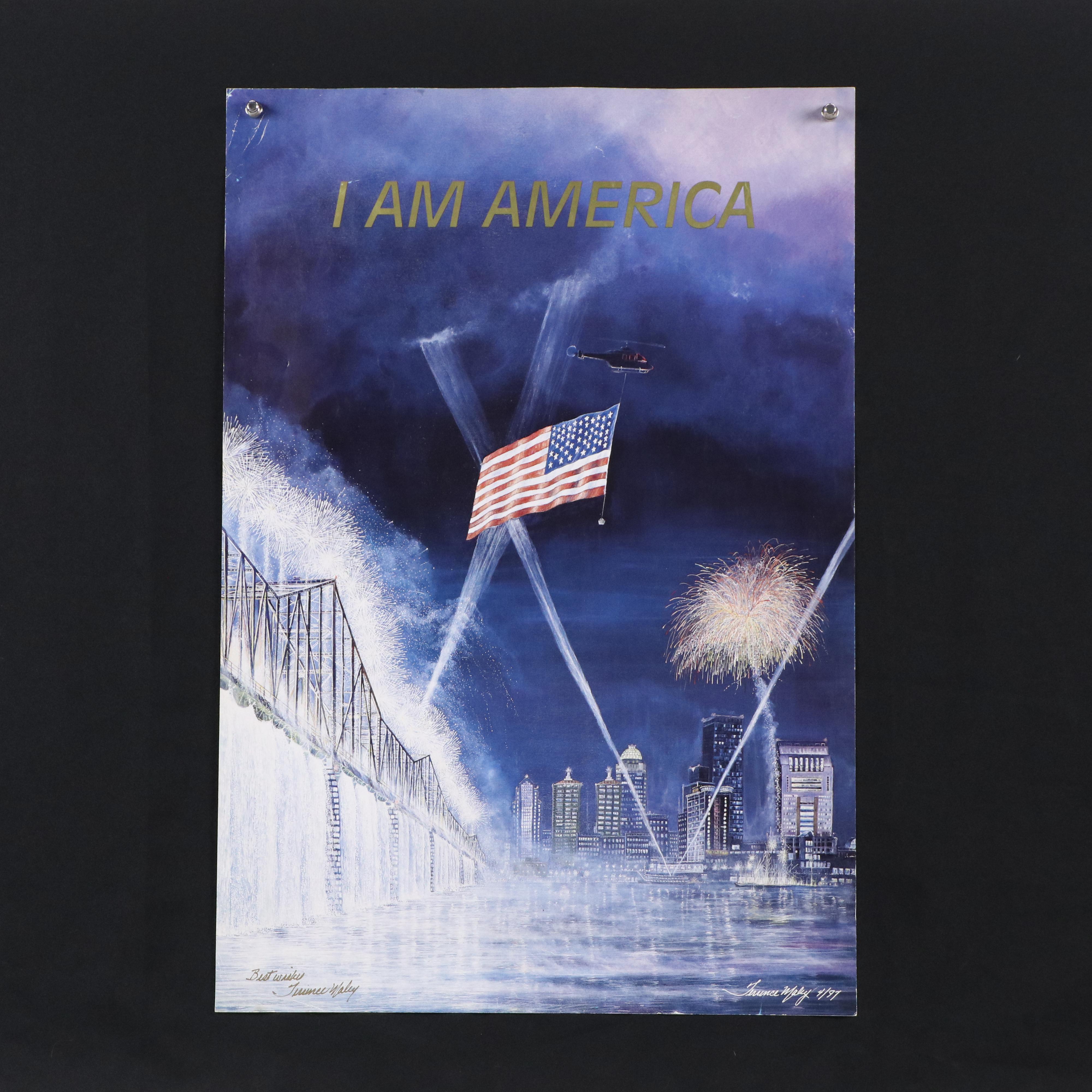 Terence Mally Offset Lithograph Poster "I Am America"