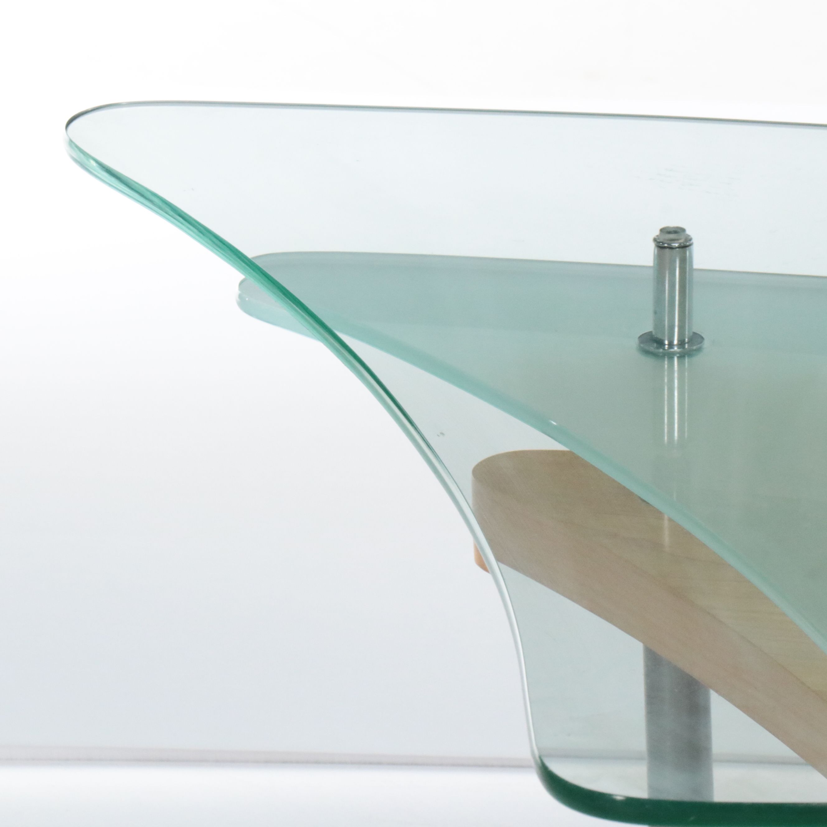 Modern Triangular Coffee Table with Glass Top