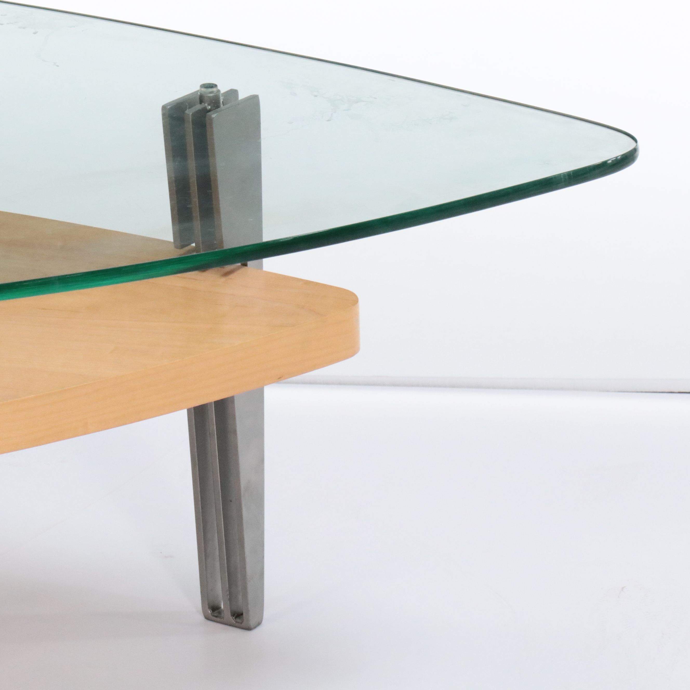 Modern Triangular Coffee Table with Glass Top