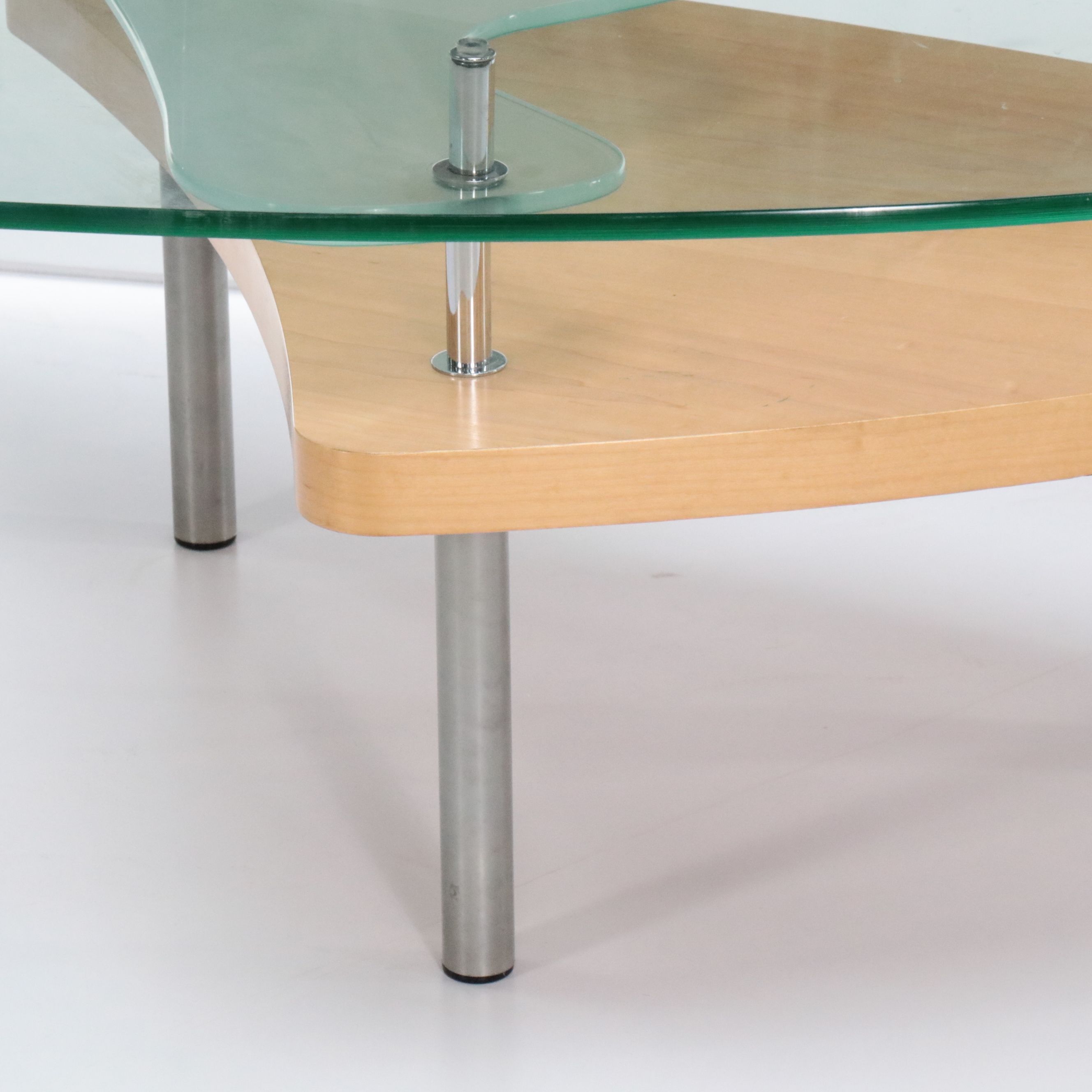 Modern Triangular Coffee Table with Glass Top