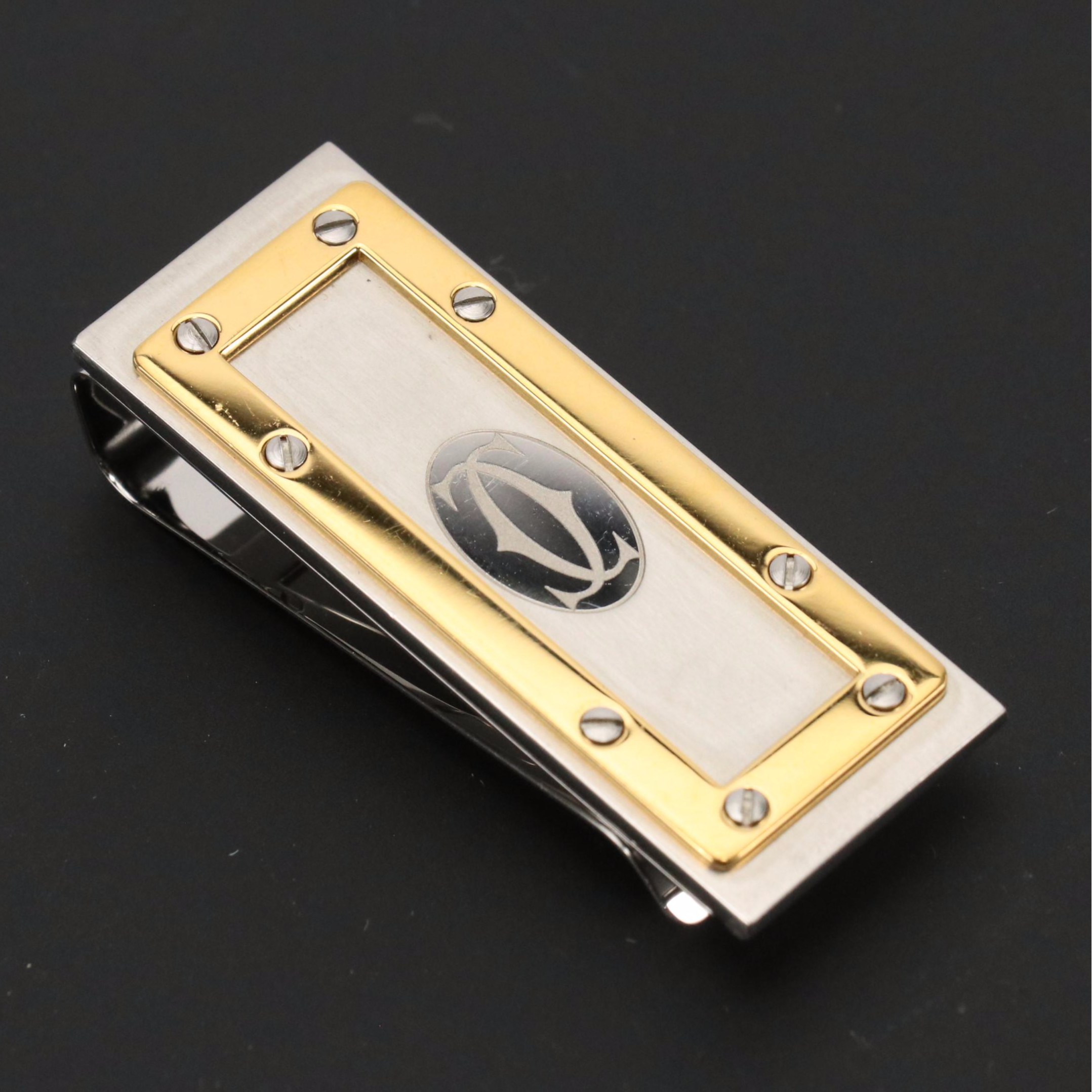 Cartier Santos de Cartier Stainless Steel/Gold Tone Money Clip
