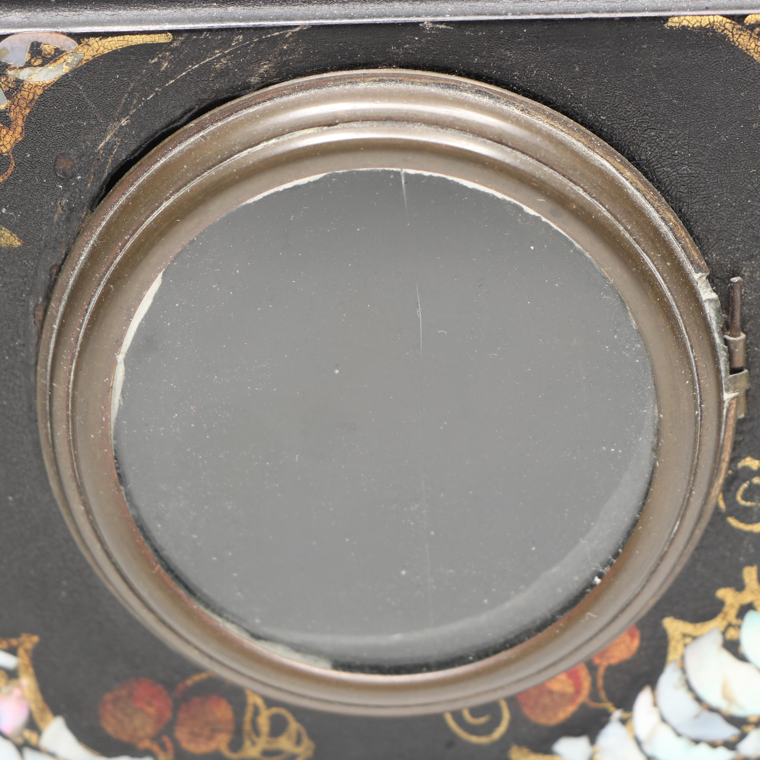 Victorian Style Mother-of-Pearl Inlay Wooden Mantel Clock