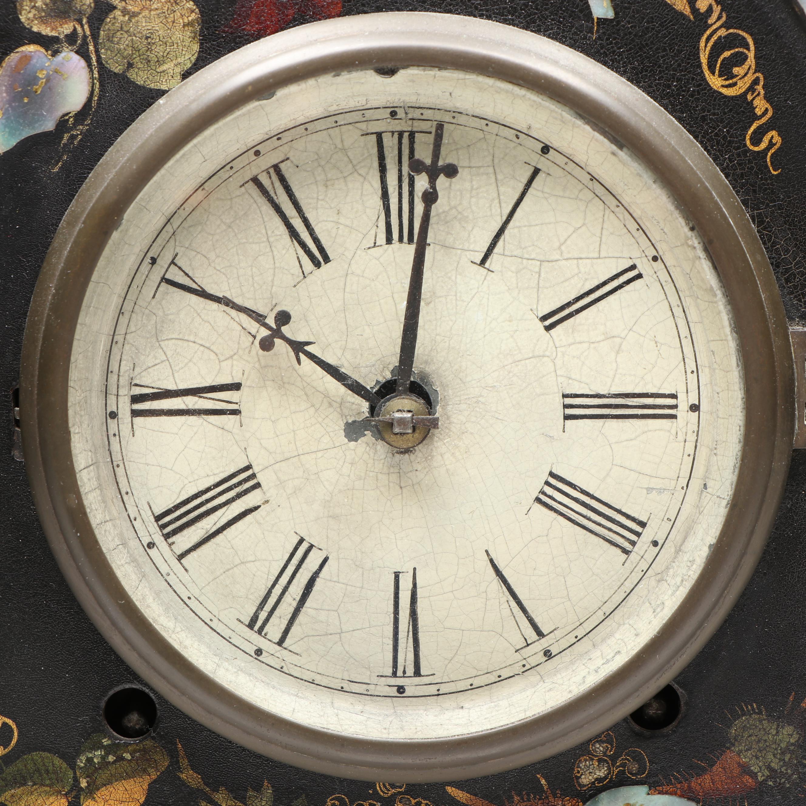 Victorian Style Mother-of-Pearl Inlay Wooden Mantel Clock