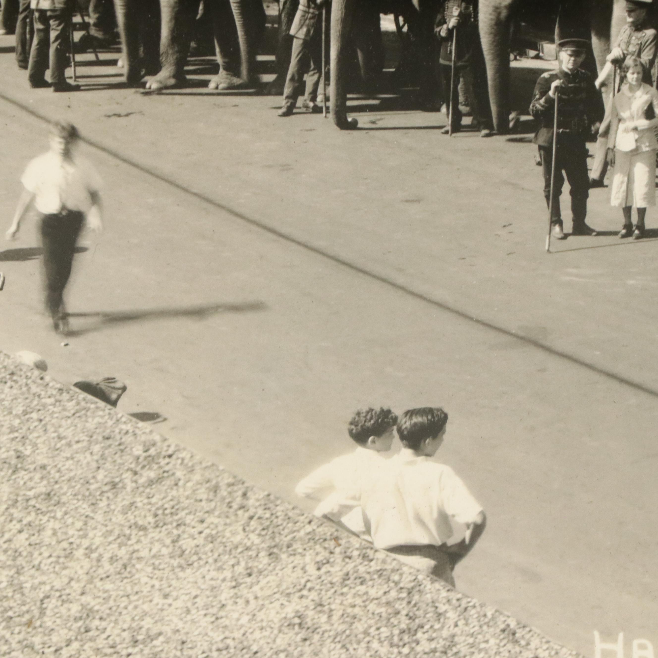 Circus Portrait Silver Gelatin Photograph "Cheerful Gardner and His Bulls," 1933
