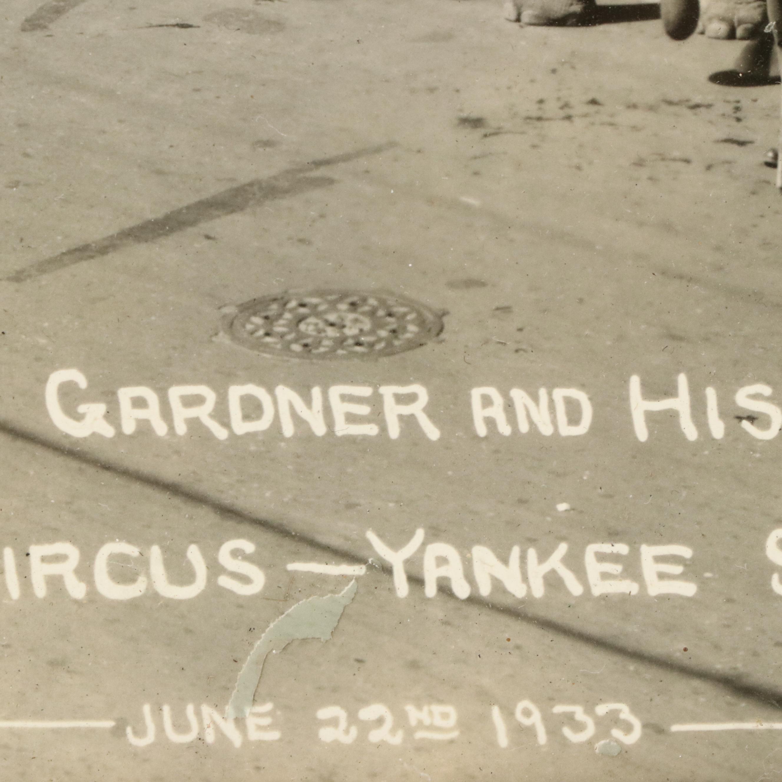 Circus Portrait Silver Gelatin Photograph "Cheerful Gardner and His Bulls," 1933