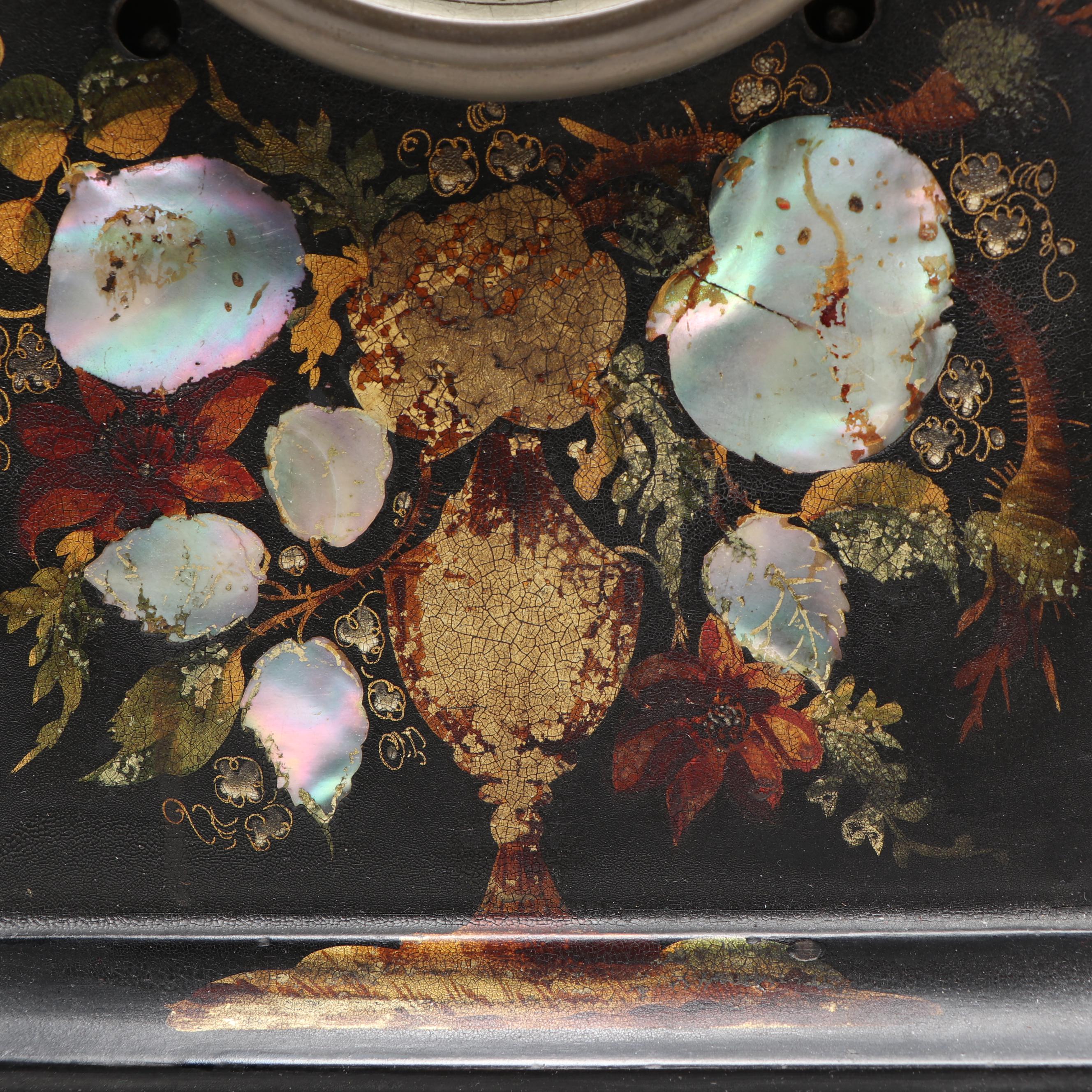 Victorian Style Mother-of-Pearl Inlay Wooden Mantel Clock