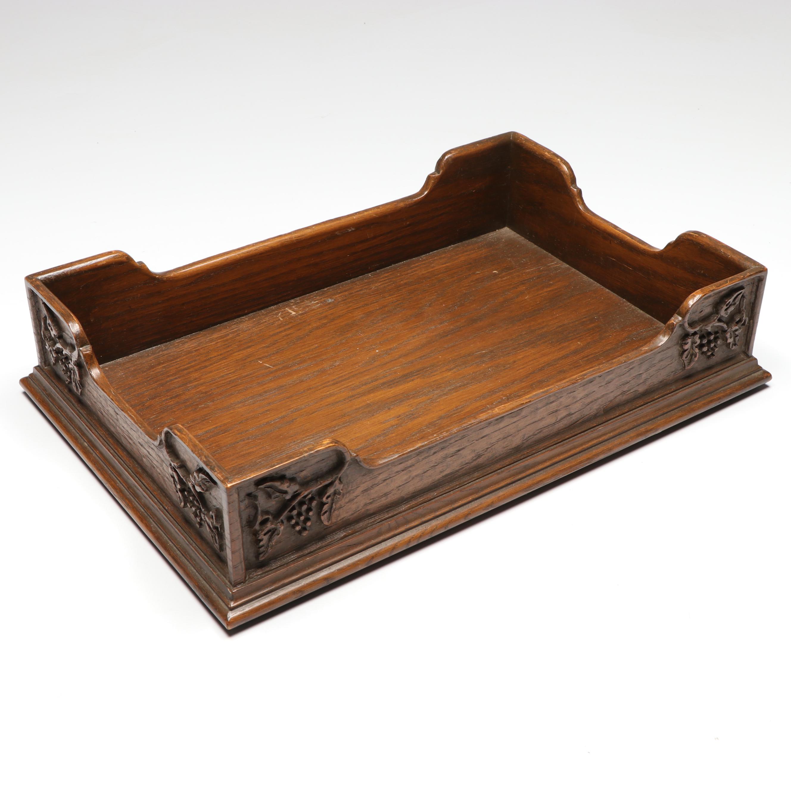 Carved Wood Desk Tray, Wooden Bookends, and More Office Accessories