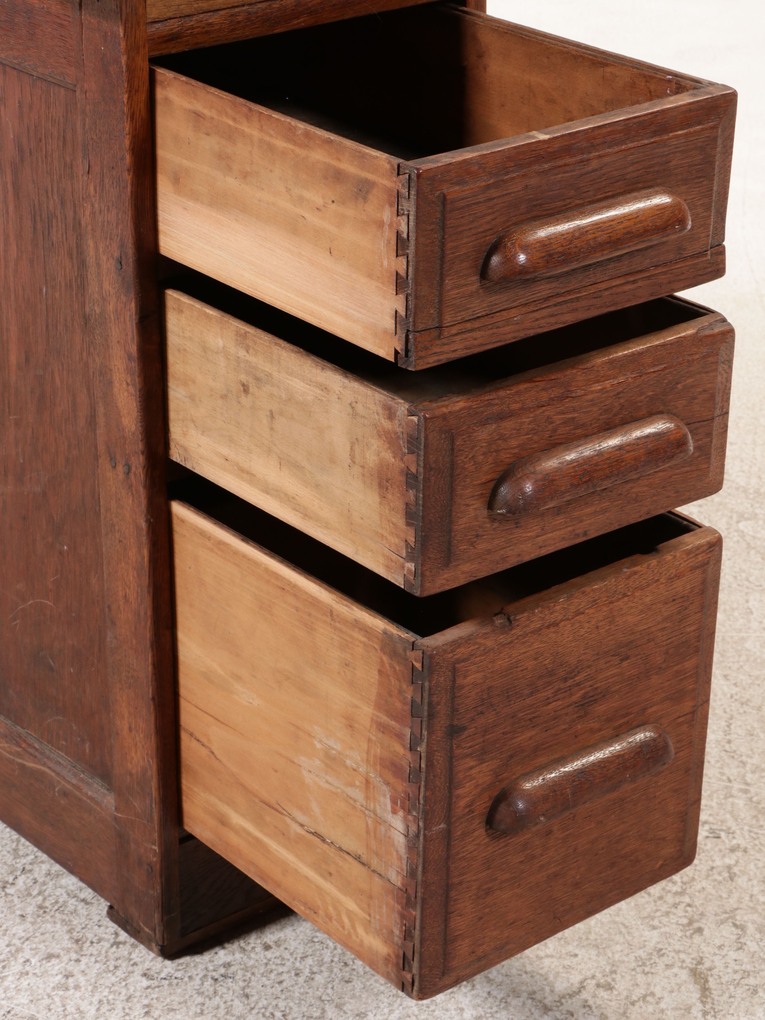 Arts & Crafts Oak Three-Drawer Filing Cabinet