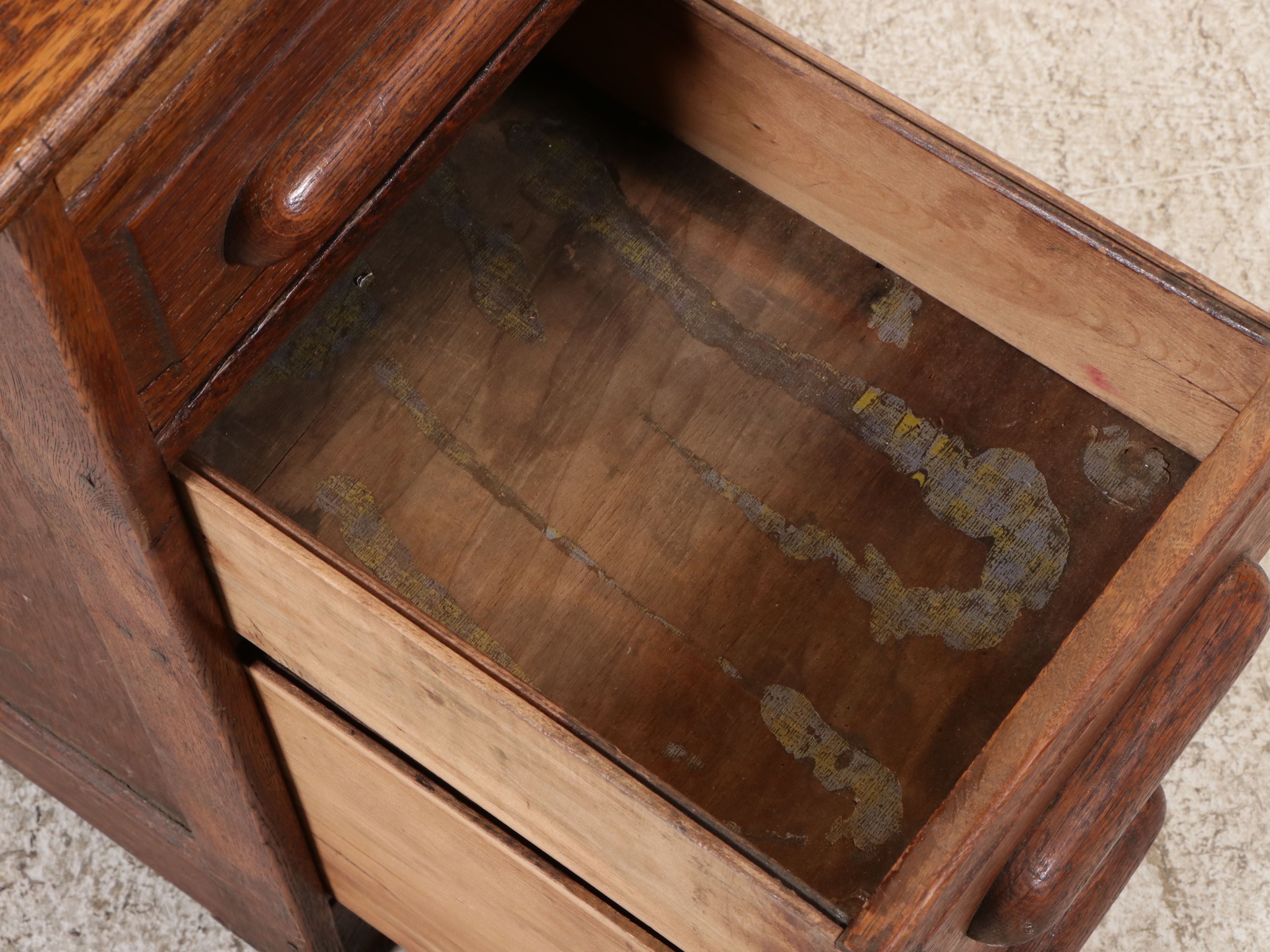 Arts & Crafts Oak Three-Drawer Filing Cabinet