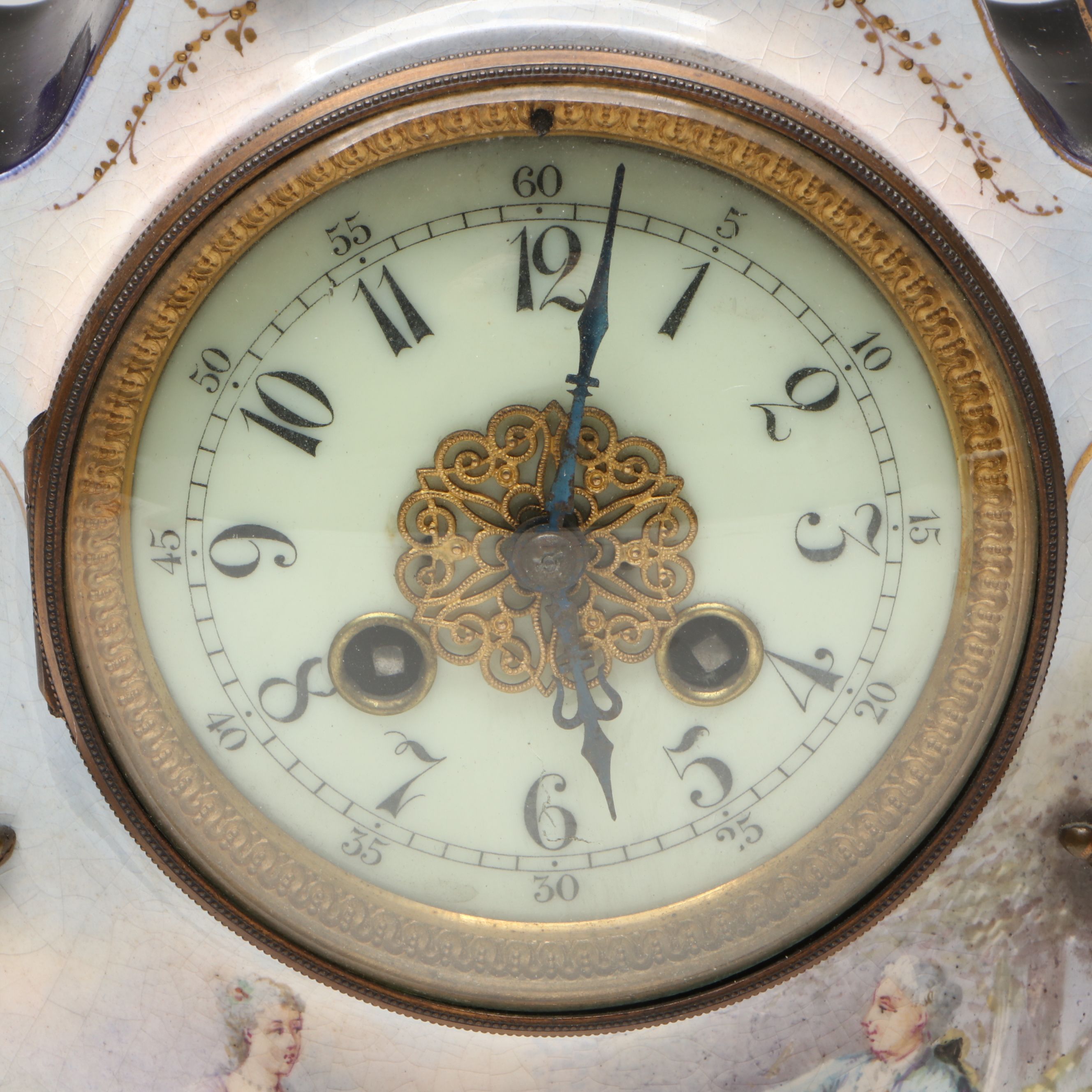 Jacob Petit French Rococo Style Porcelain Mantel Clock, 19th Century