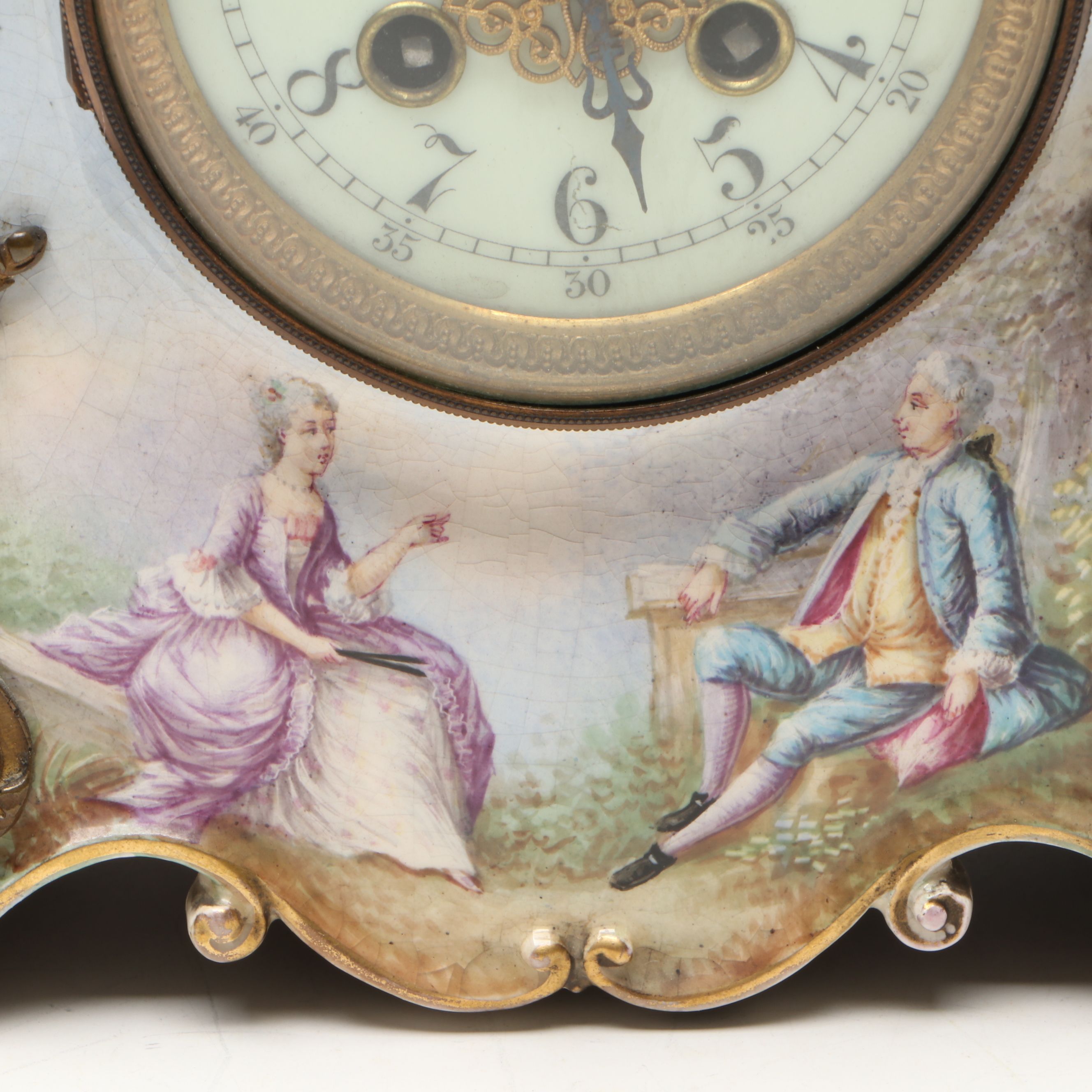 Jacob Petit French Rococo Style Porcelain Mantel Clock, 19th Century