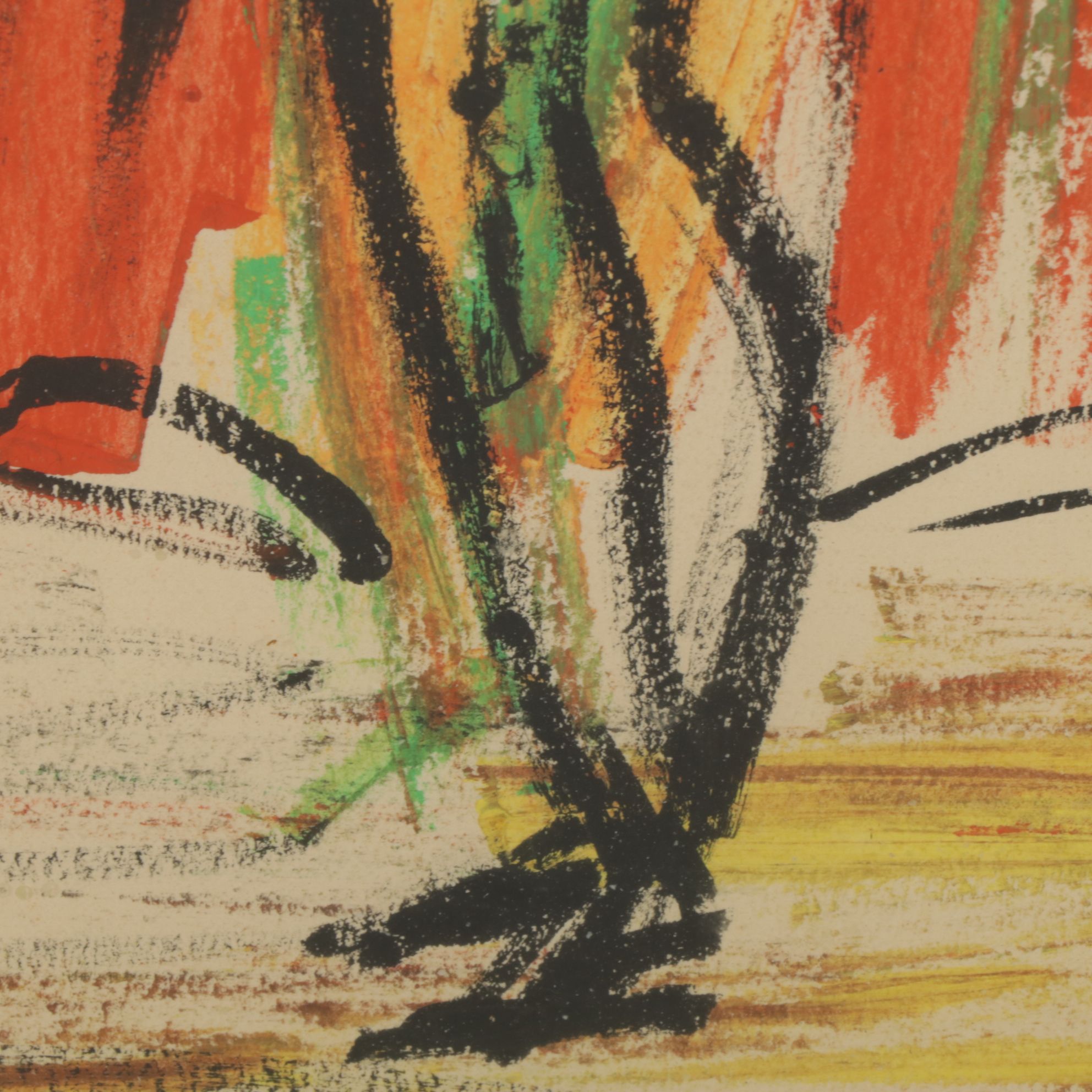 Fernando Correia Acrylic Painting Scene of Bullfighter & Bull, Late 20th Century