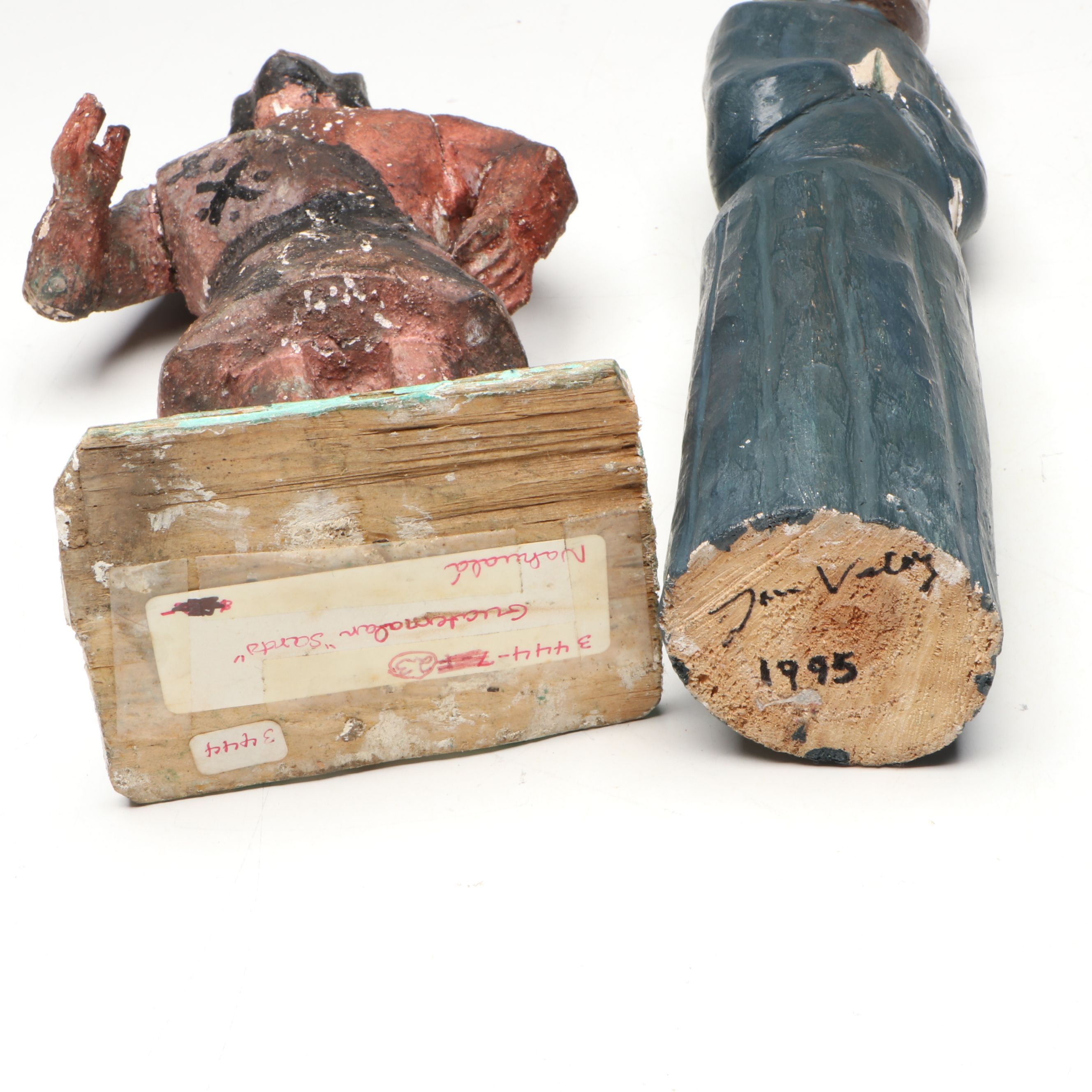 Two Latin American Folk Art Santos with Glass-Fronted Shrine