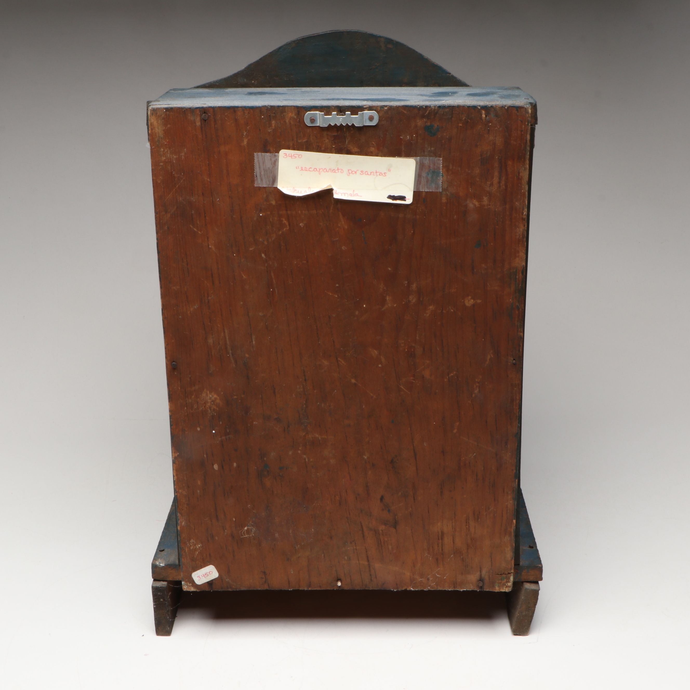 Two Latin American Folk Art Santos with Glass-Fronted Shrine