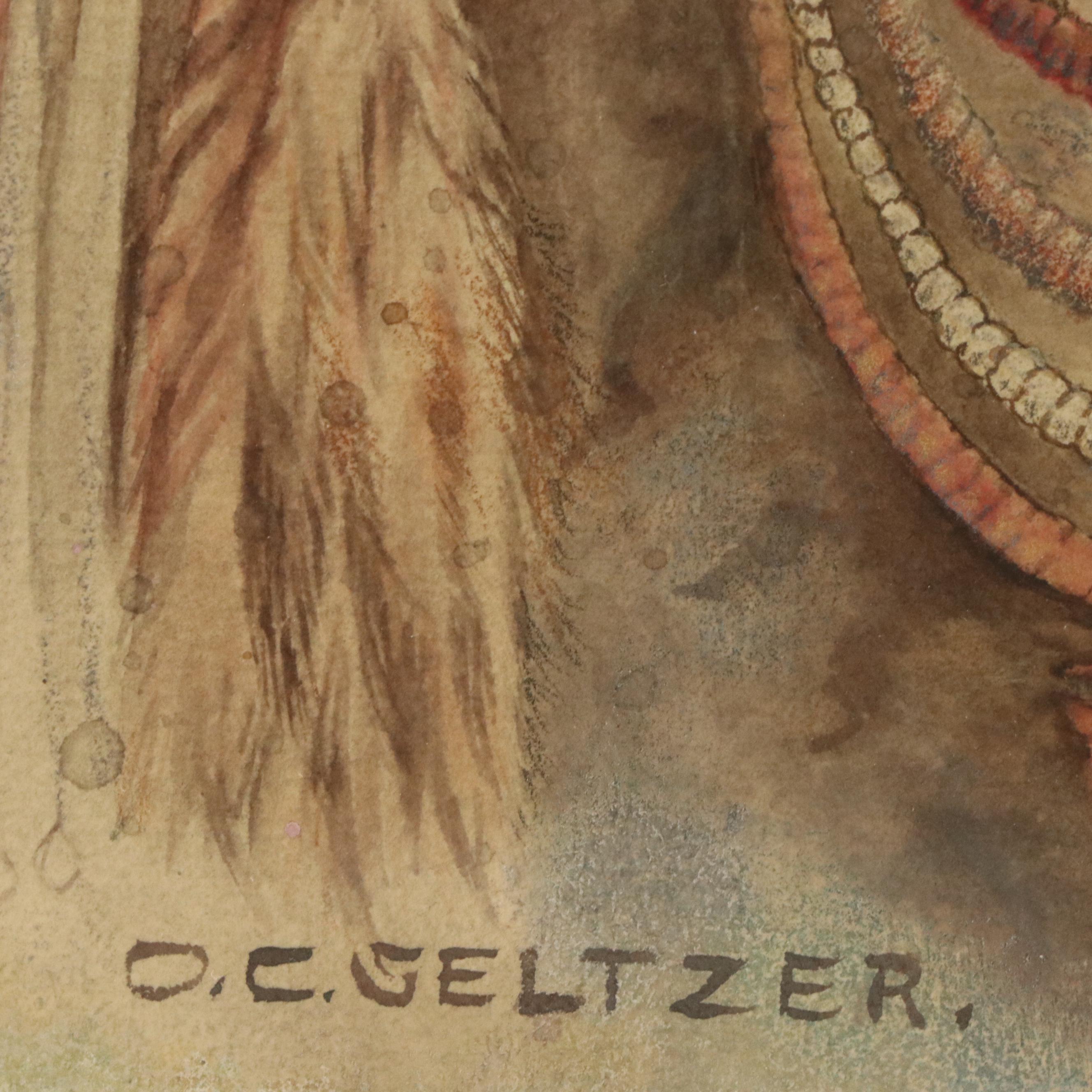 Olaf Carl Seltzer Indigenous American Man Watercolor Portrait