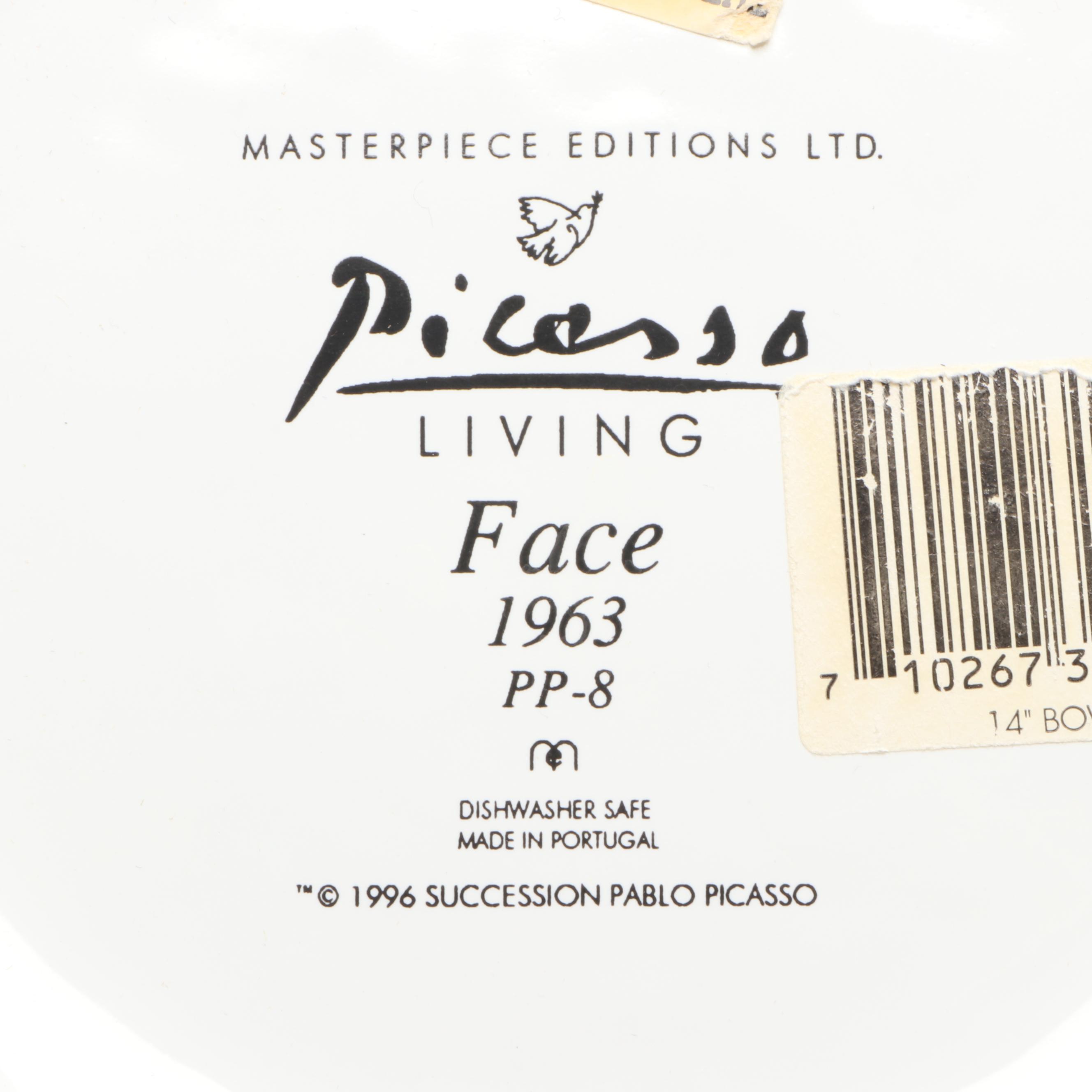 Masterpiece Editions Picasso "Living Face" Ceramic Serving Bowl, 1996