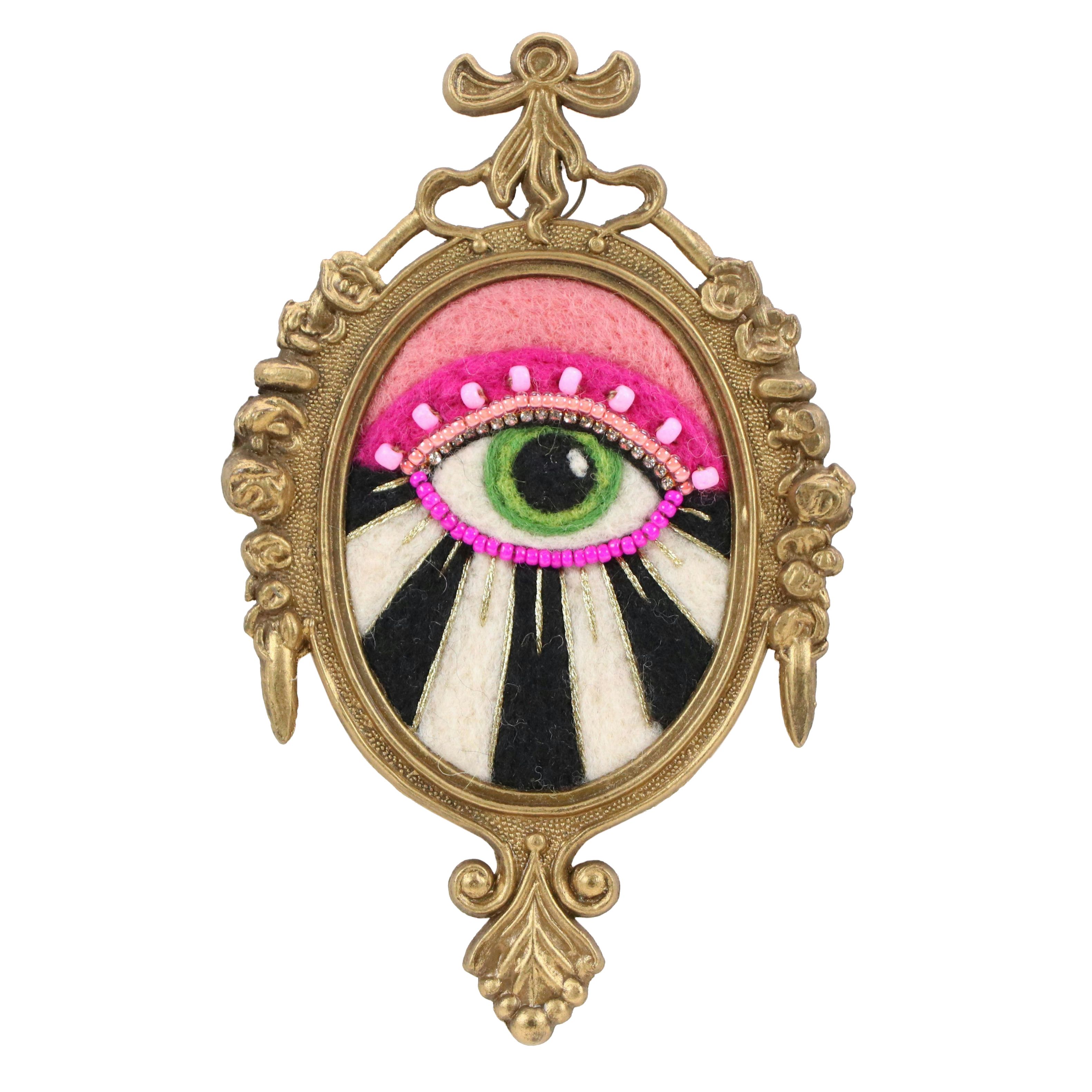 Sarah Miller Fiber Art Wall Hanging of Mystic Eye, 21st Century