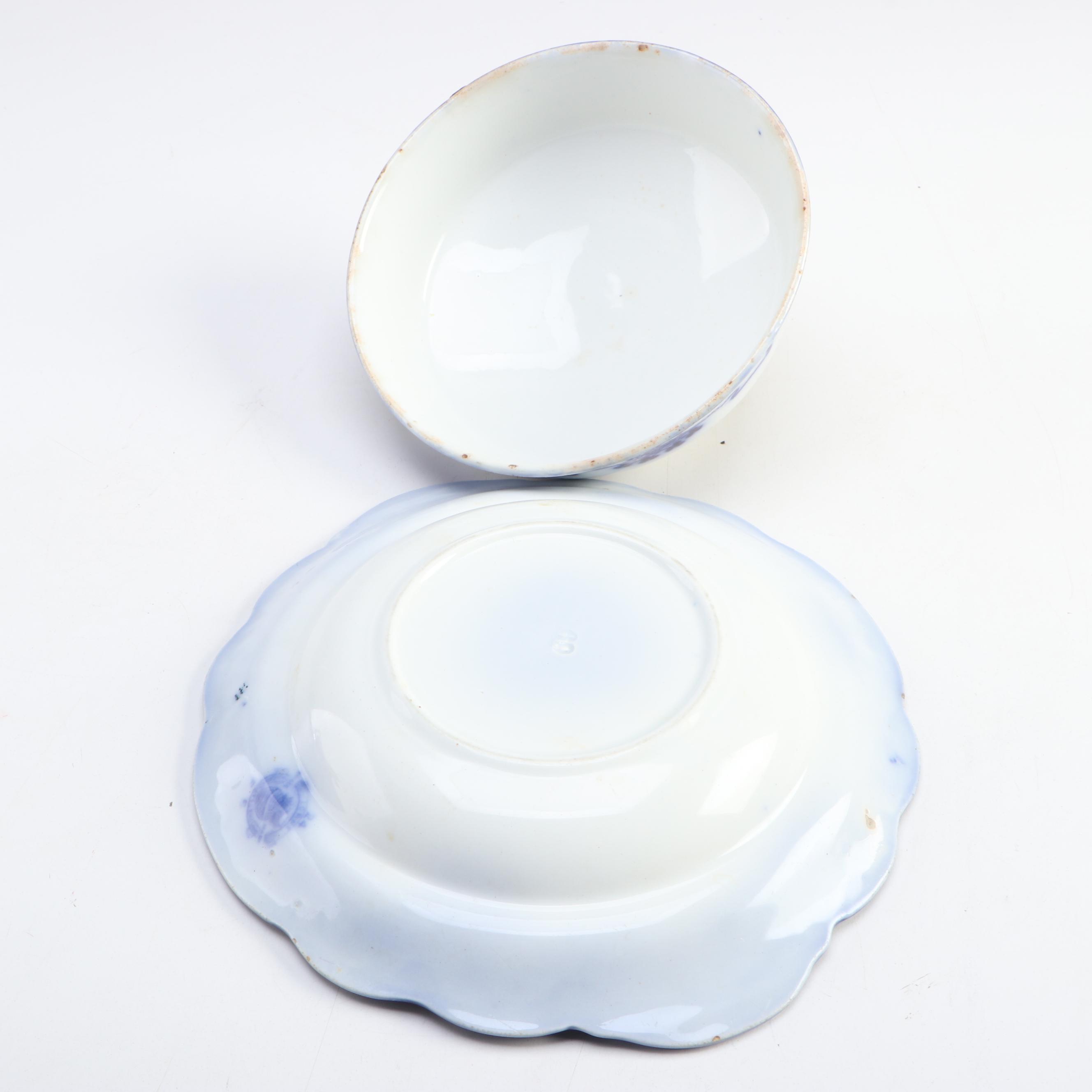 Grindley "Progress" and "Lorne" Flow Blue Gravy and Butter with Other Serveware