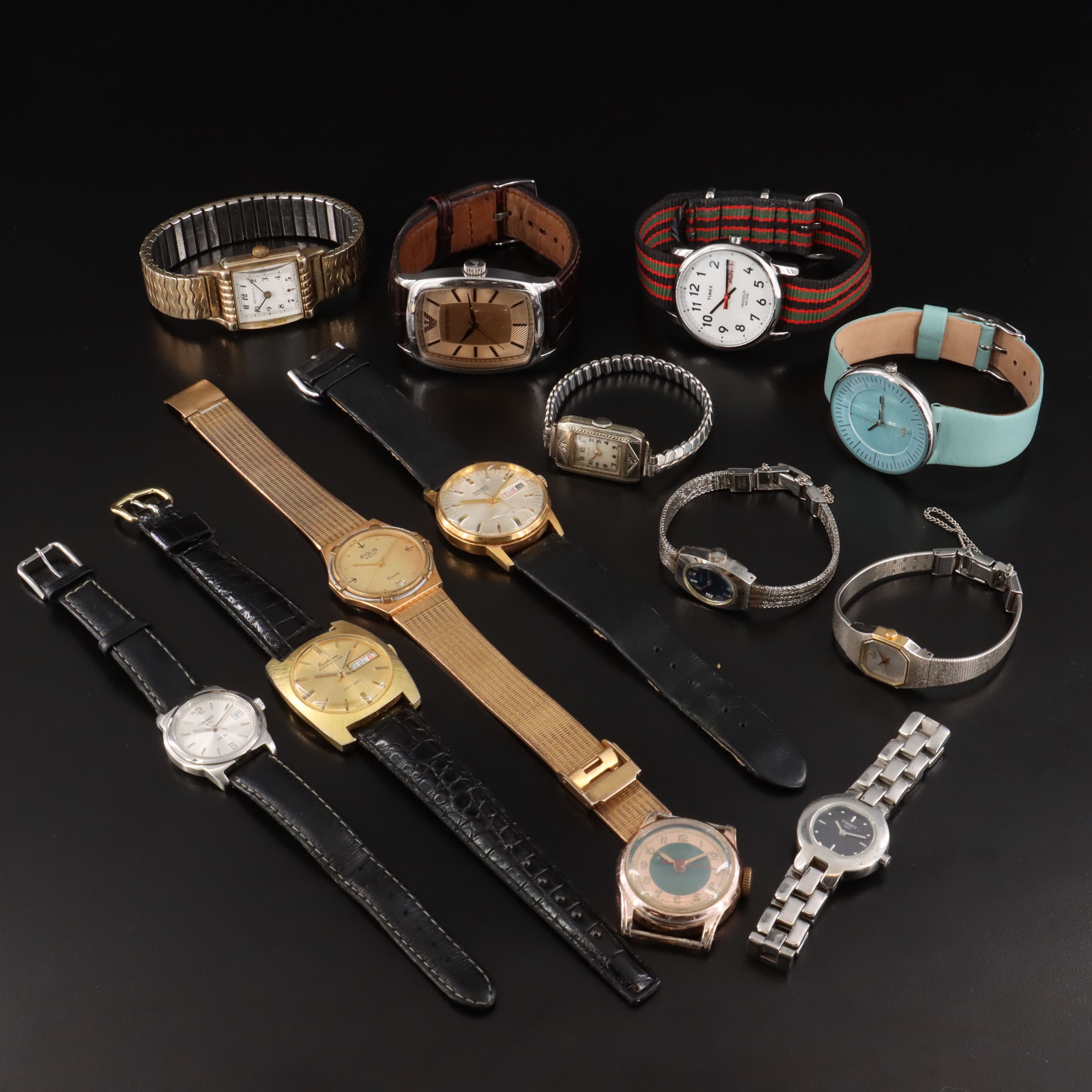 Collection of Quartz and Stem Wind Watches Featuring Tissot and Seiko