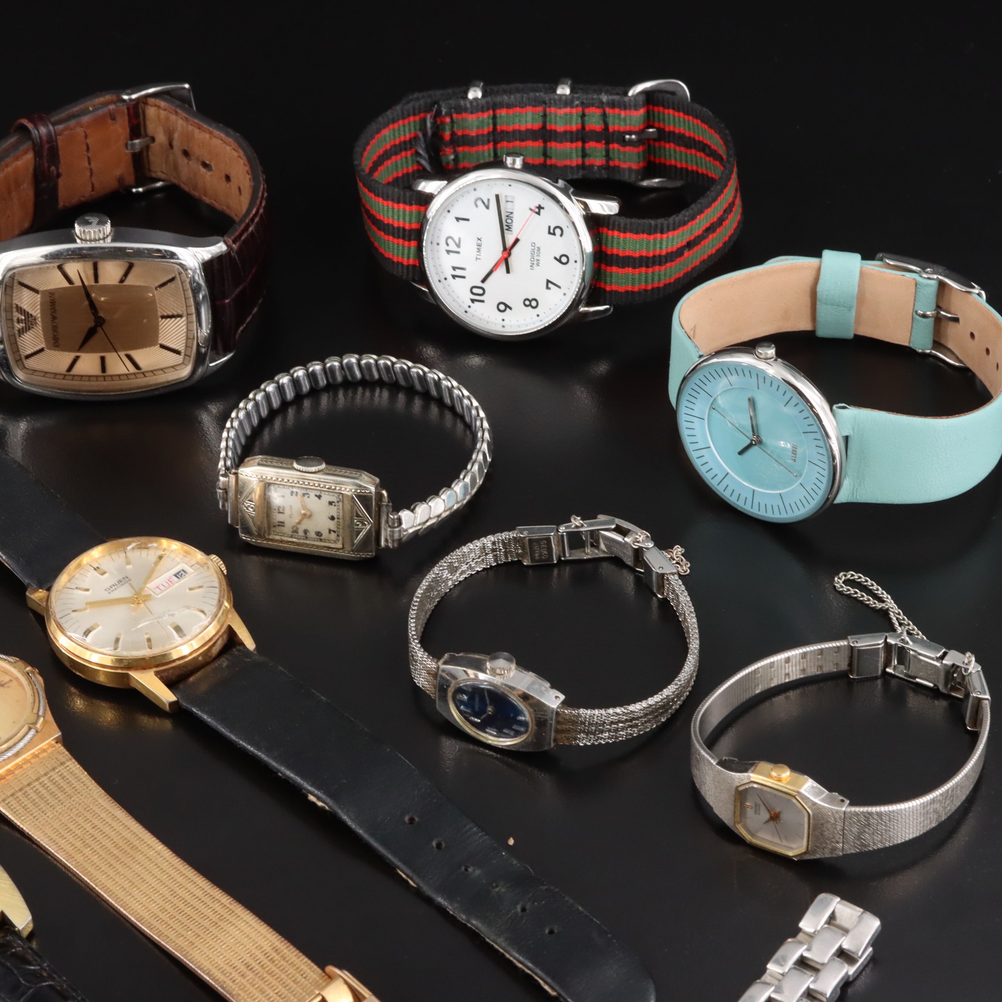 Collection of Quartz and Stem Wind Watches Featuring Tissot and Seiko