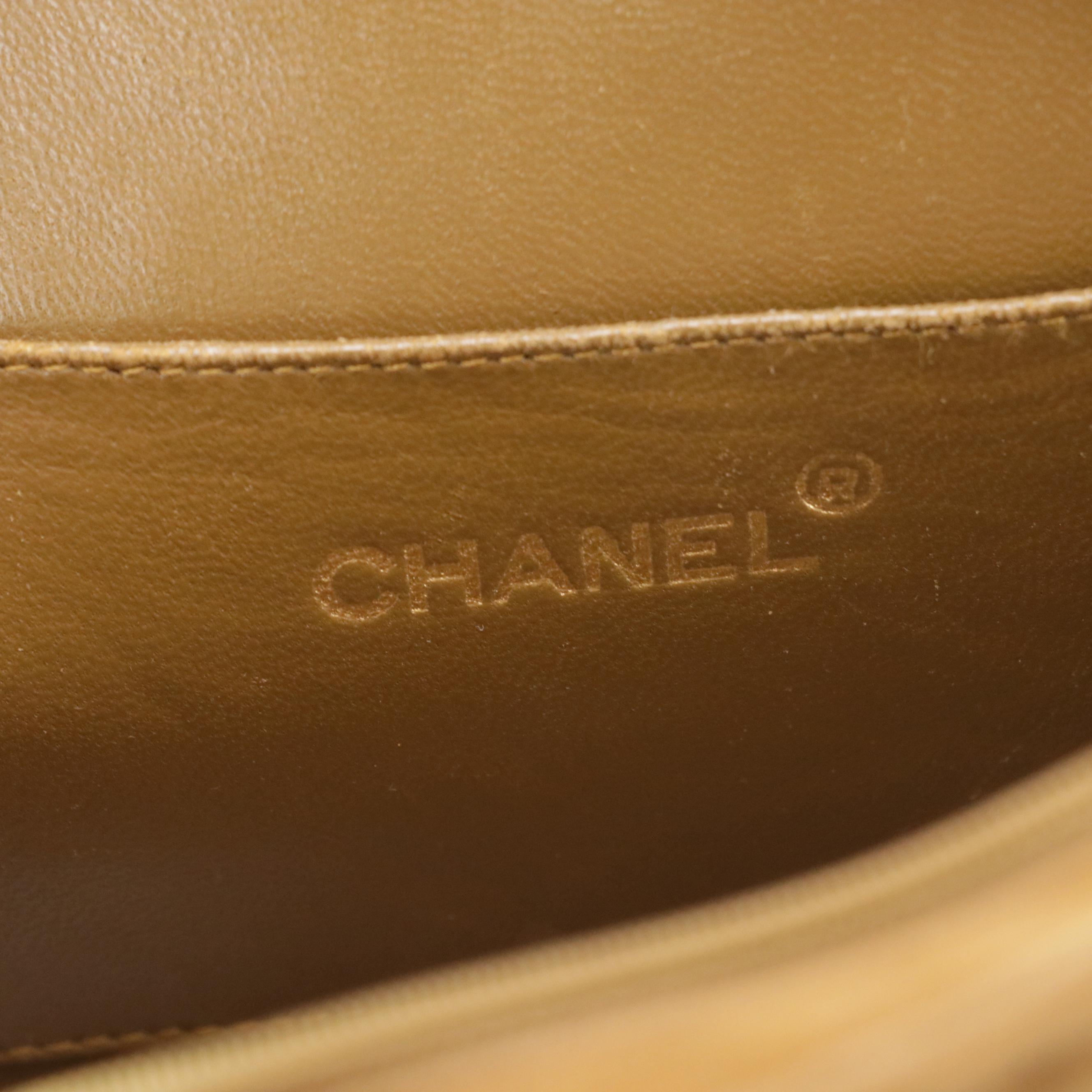 Chanel Half Moon Chain Link Shoulder Bag in Brown Stitched Suede