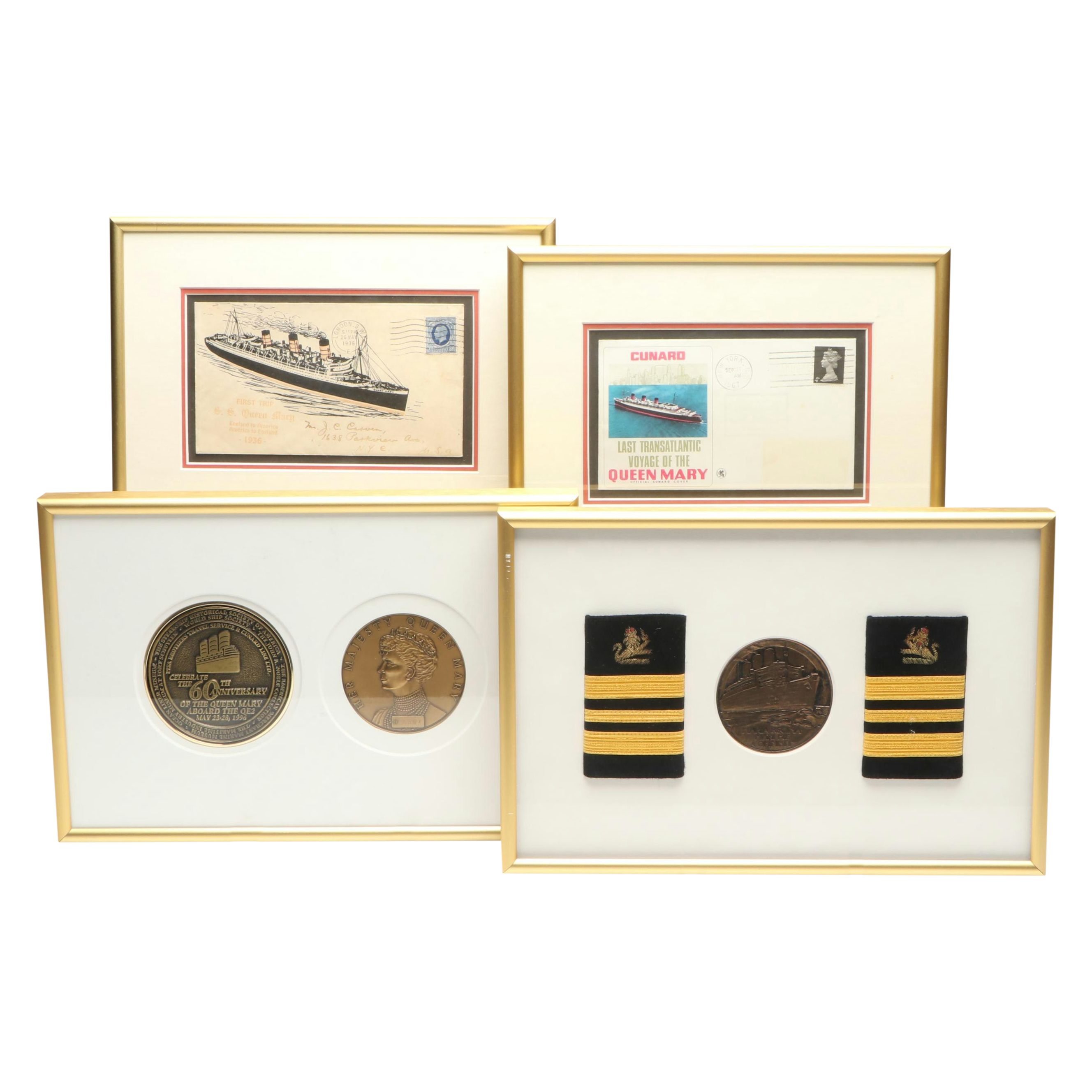 RMS Queen Mary Medals, Postal Covers and Captain Shoulder Boards