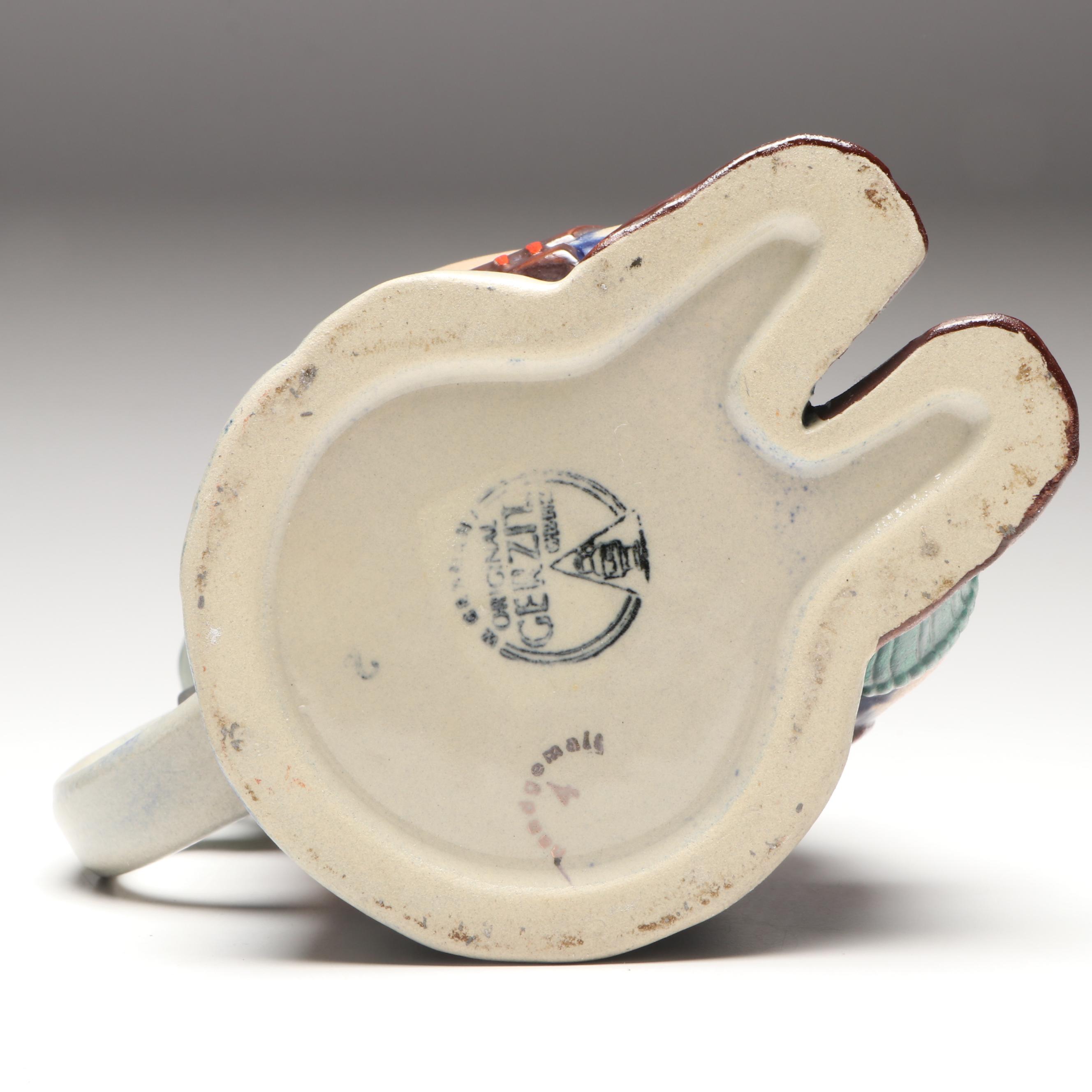 Gerz German Ceramic Accordion Player Beer Stein, Mid to Late 20th Century