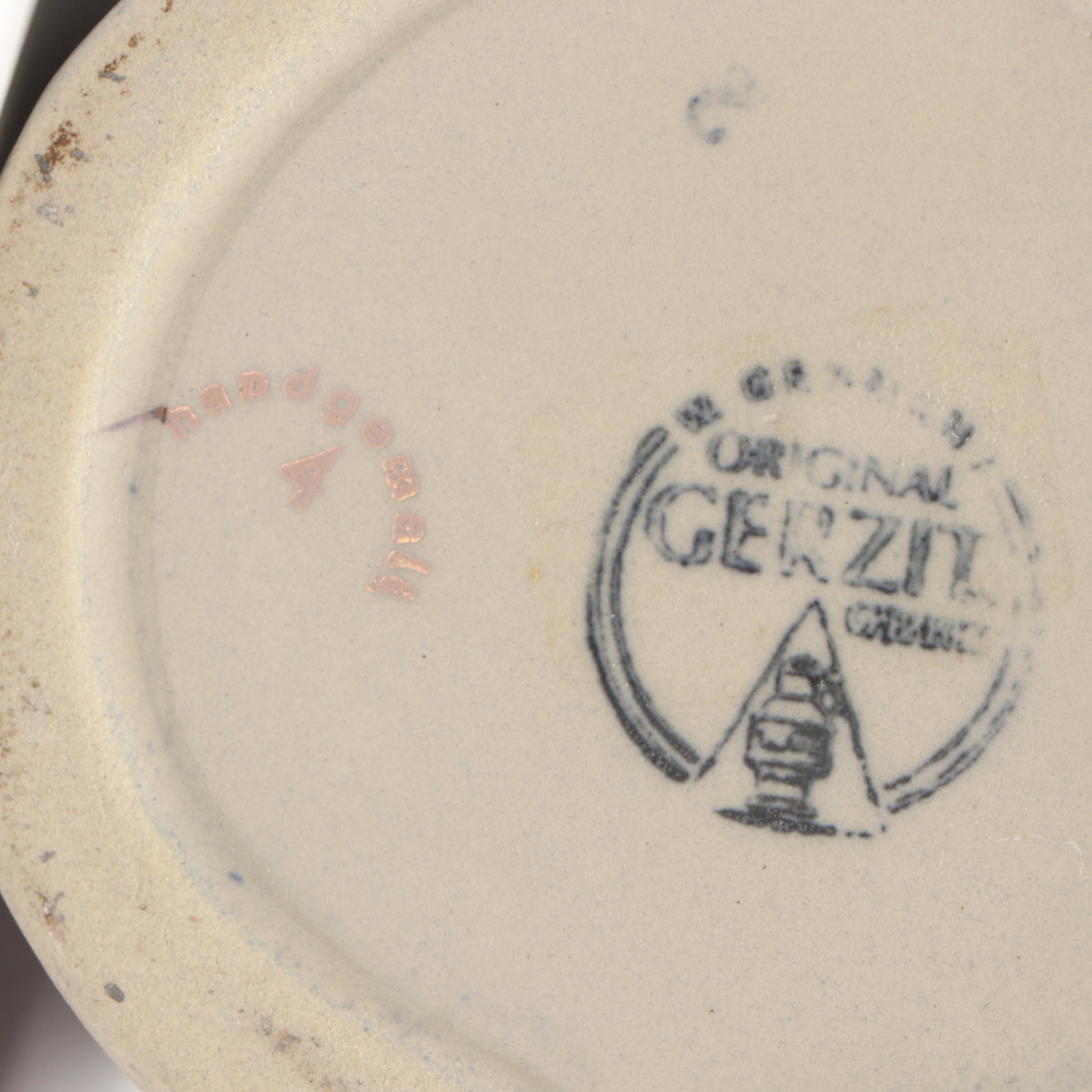 Gerz German Ceramic Accordion Player Beer Stein, Mid to Late 20th Century