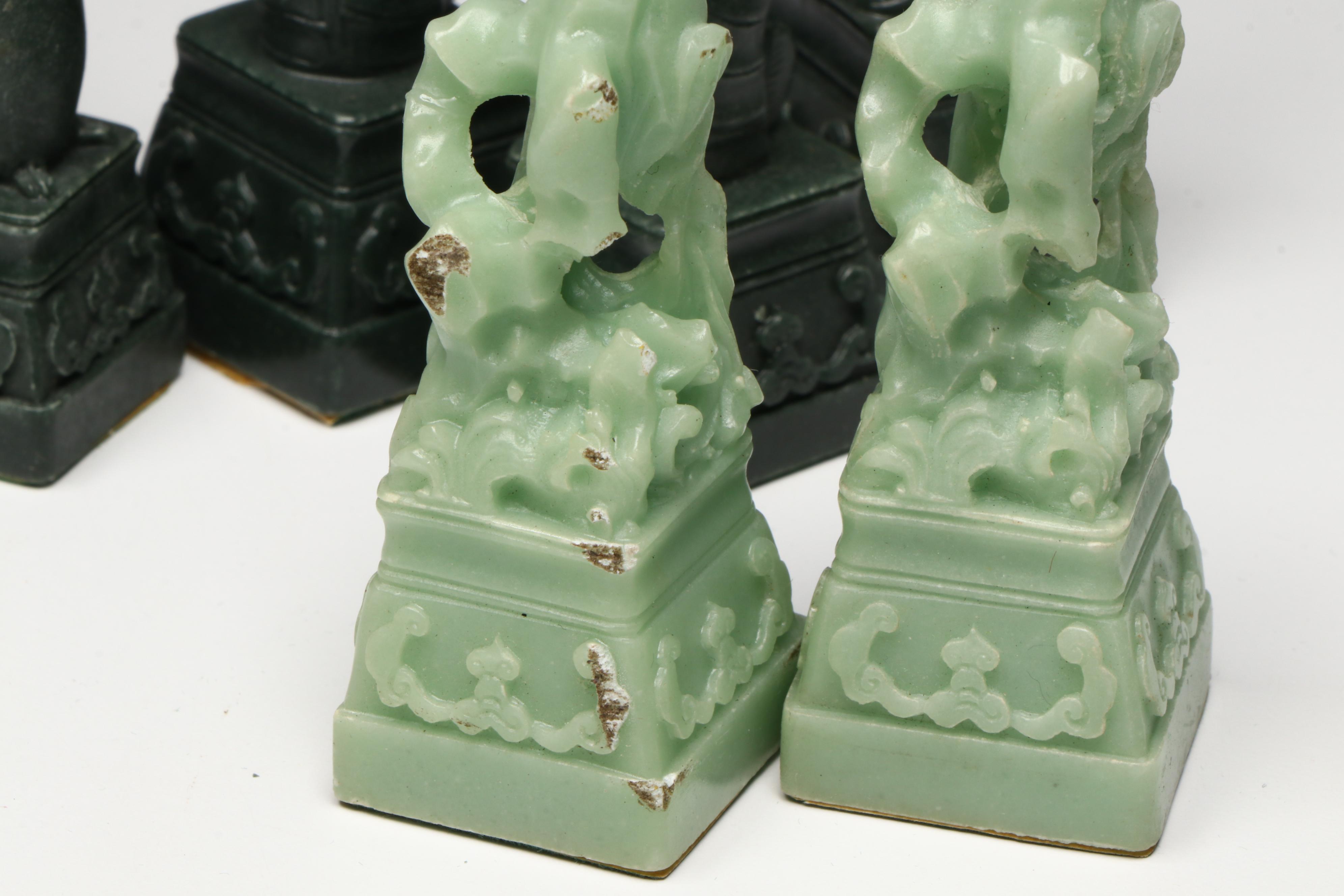 Marine Animal Chess Set with Green and White Marble Board