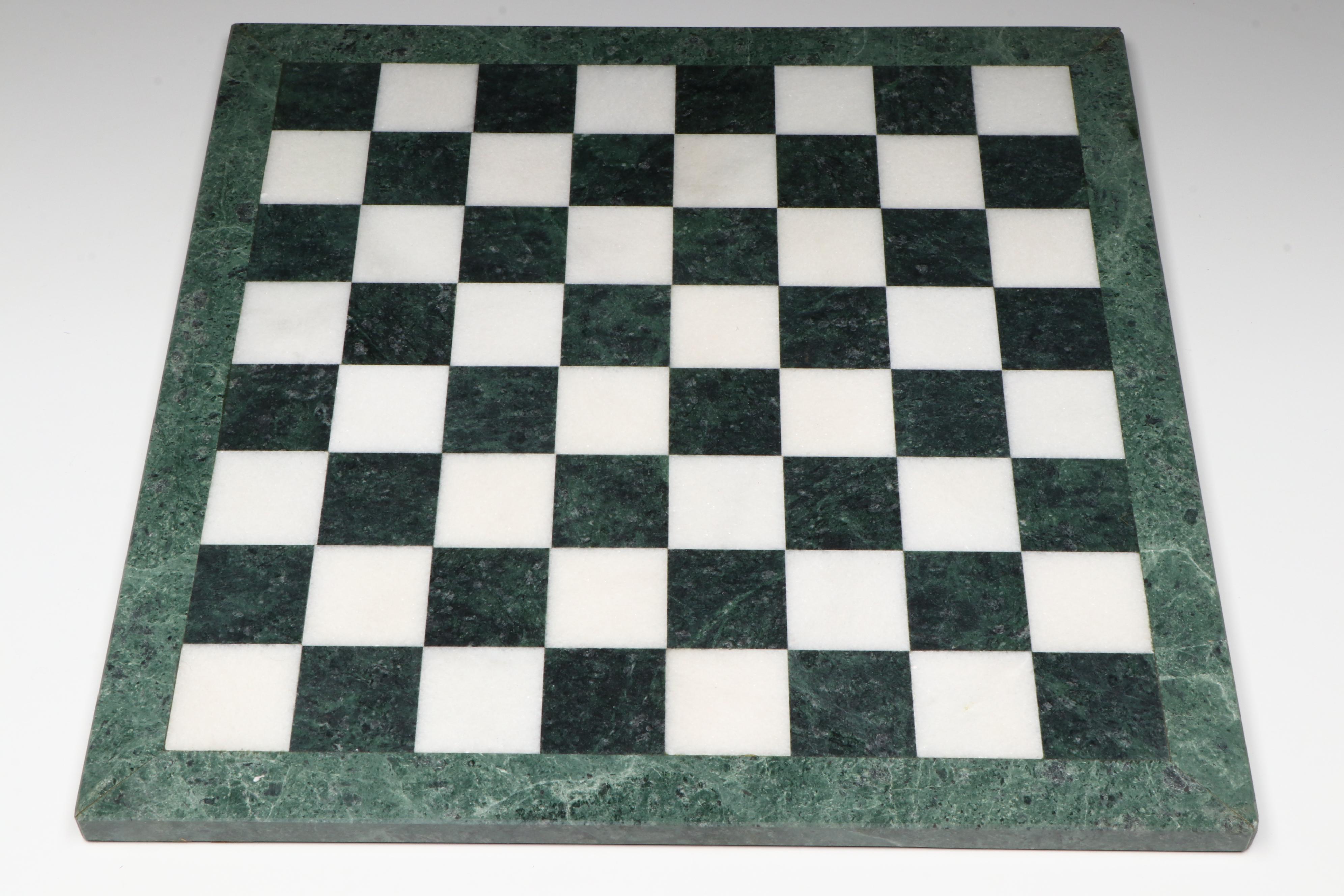 Marine Animal Chess Set with Green and White Marble Board