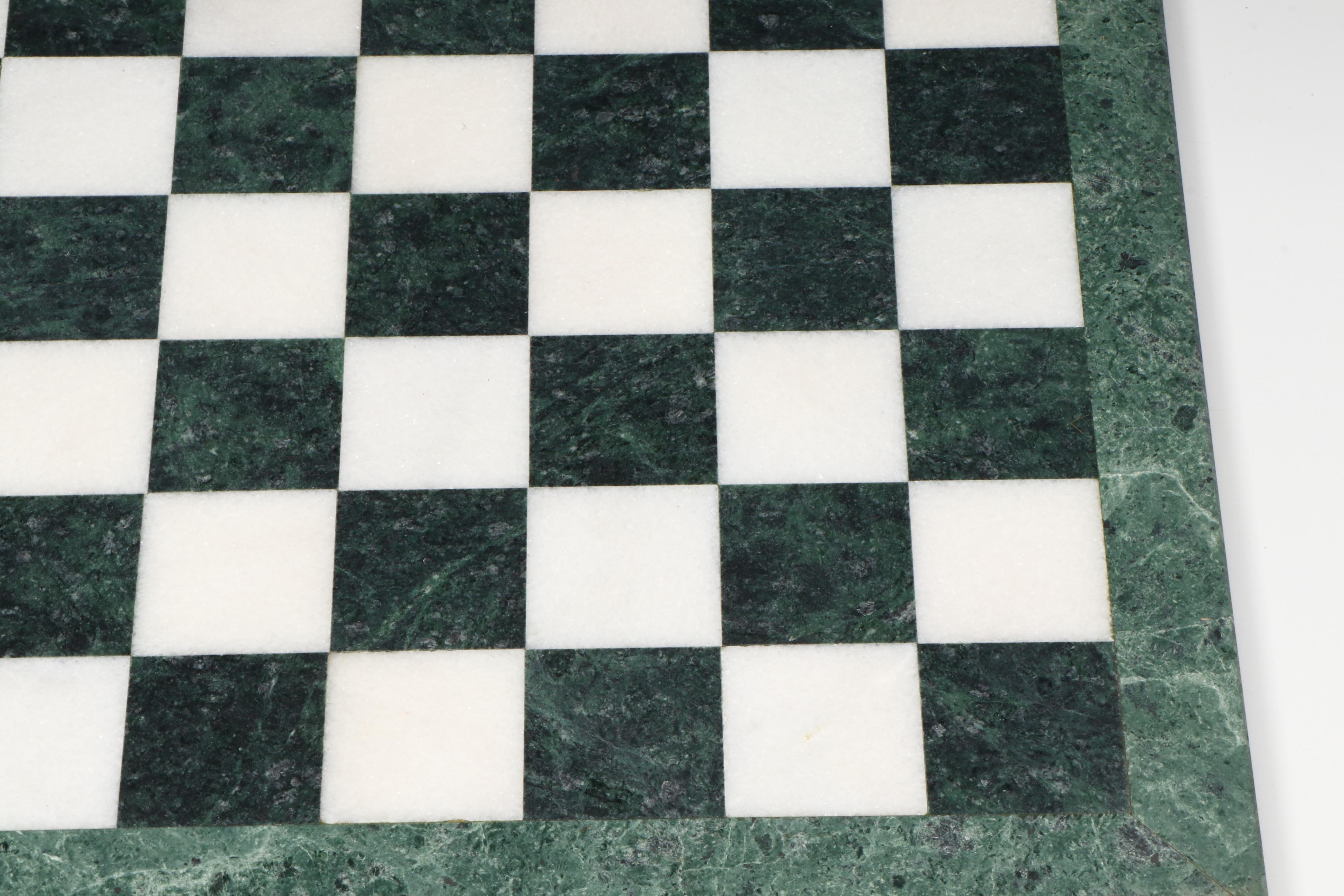 Marine Animal Chess Set with Green and White Marble Board