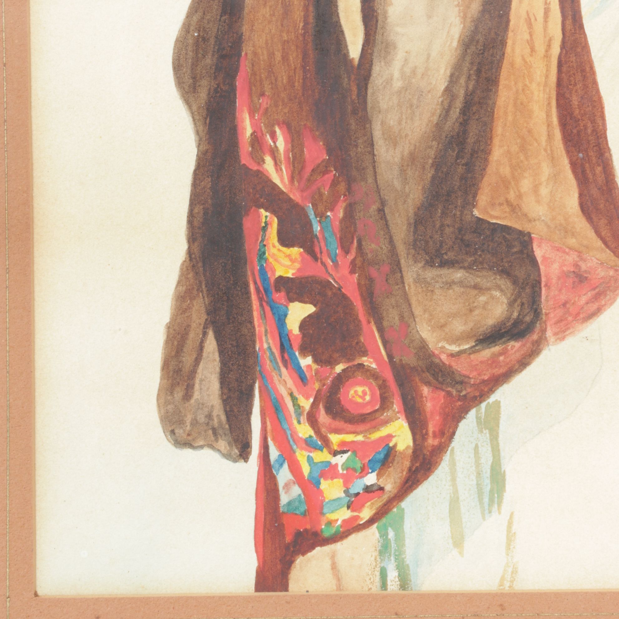 Variant Orientalist Portrait Watercolor Painting of Middle Eastern Man