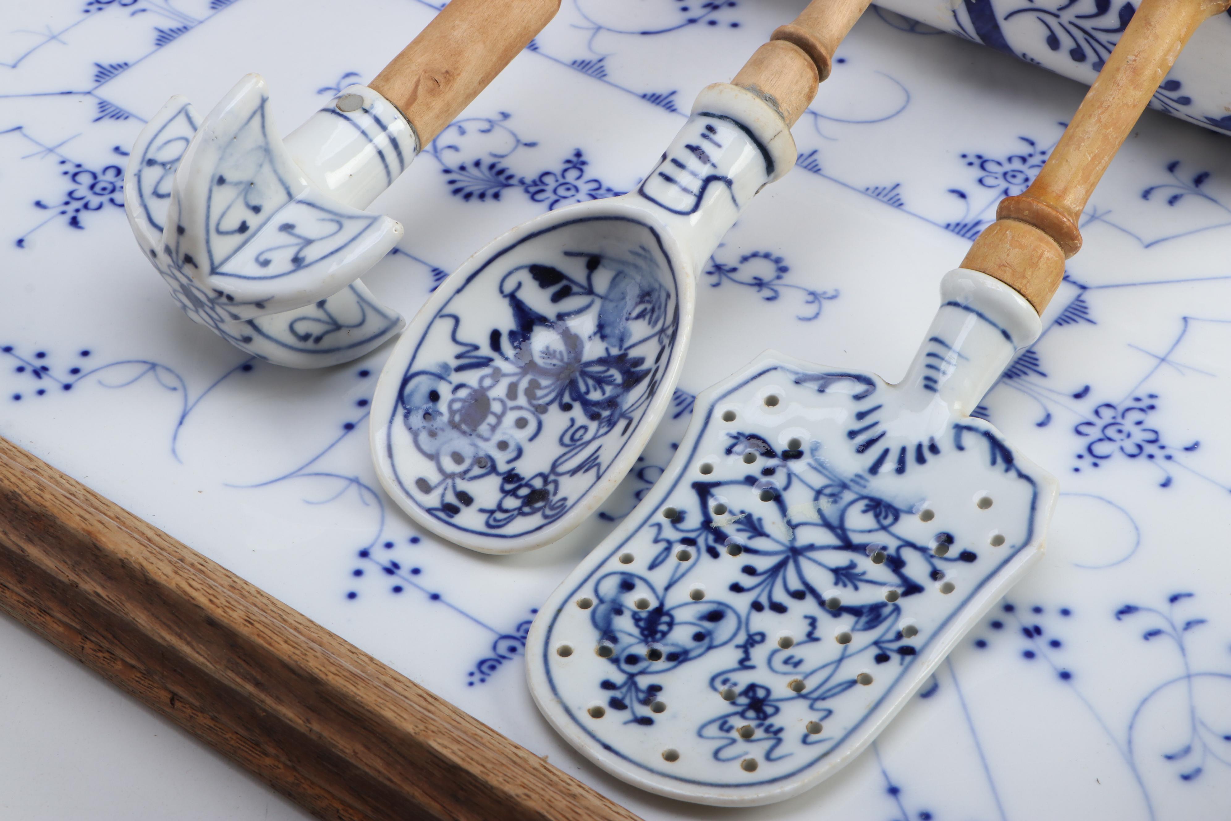 Royal Copenhagen Platter with Serving Tray and Other Ceramic and Wood Tableware