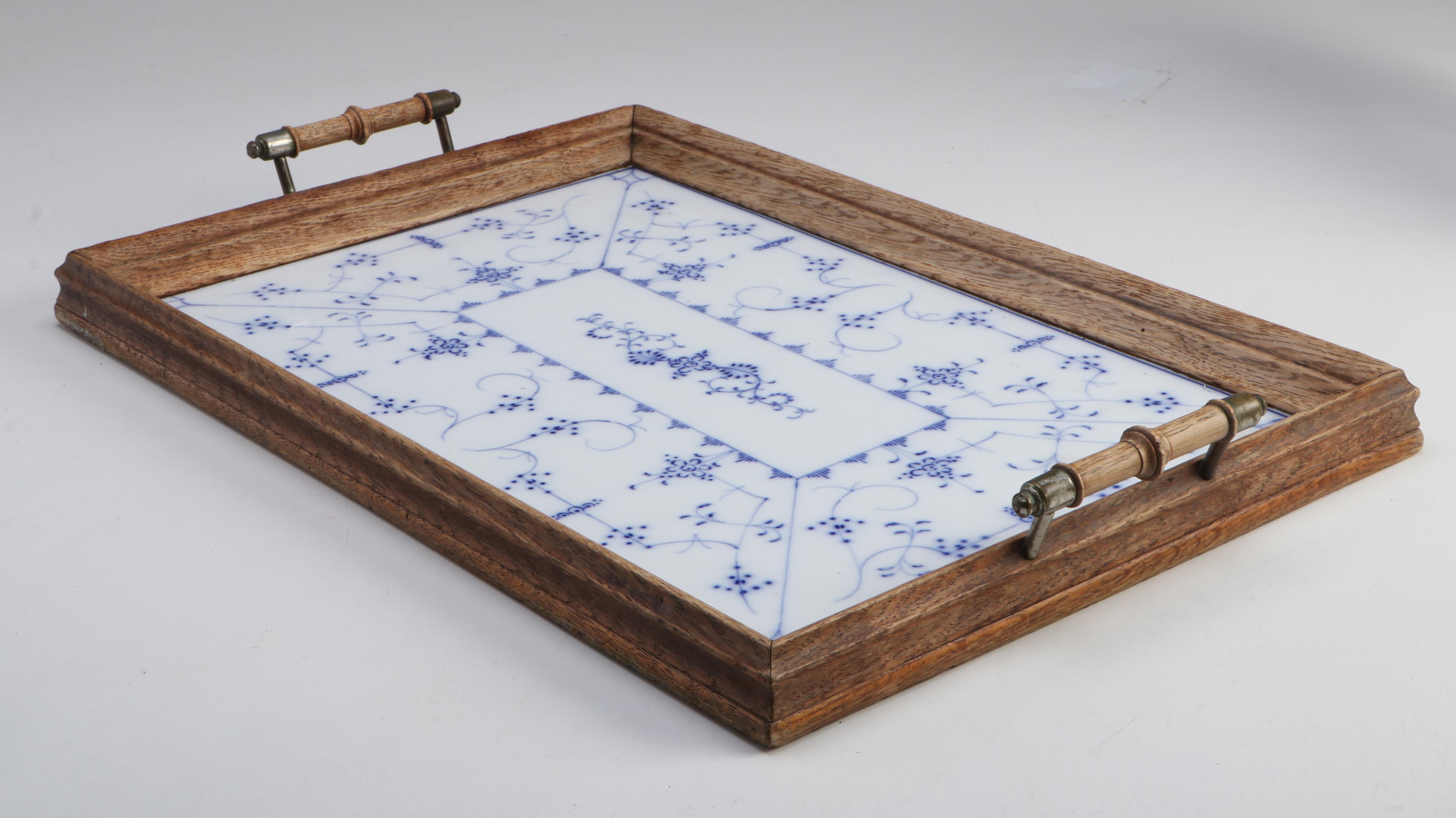 Royal Copenhagen Platter with Serving Tray and Other Ceramic and Wood Tableware