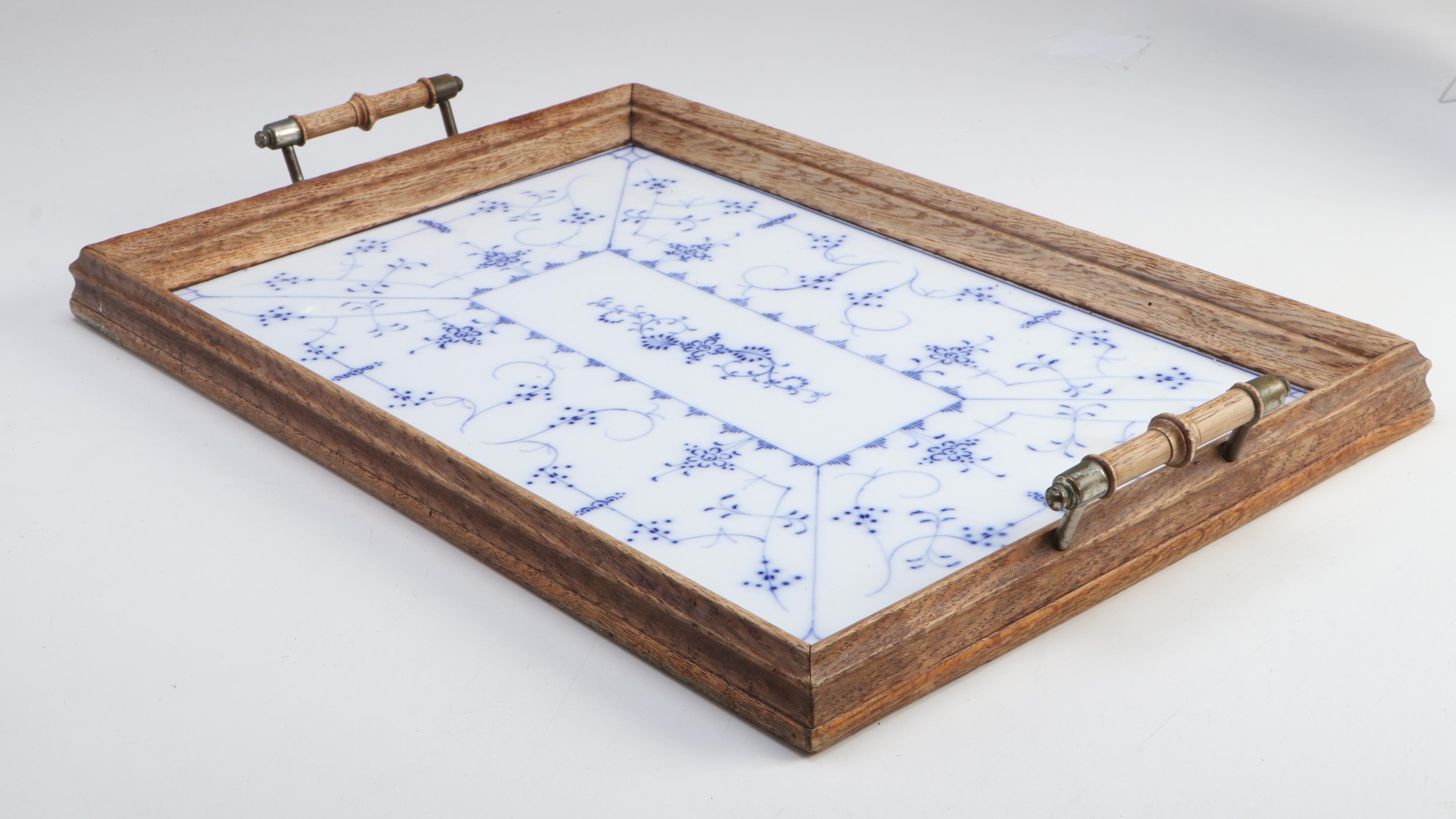 Royal Copenhagen Platter with Serving Tray and Other Ceramic and Wood Tableware