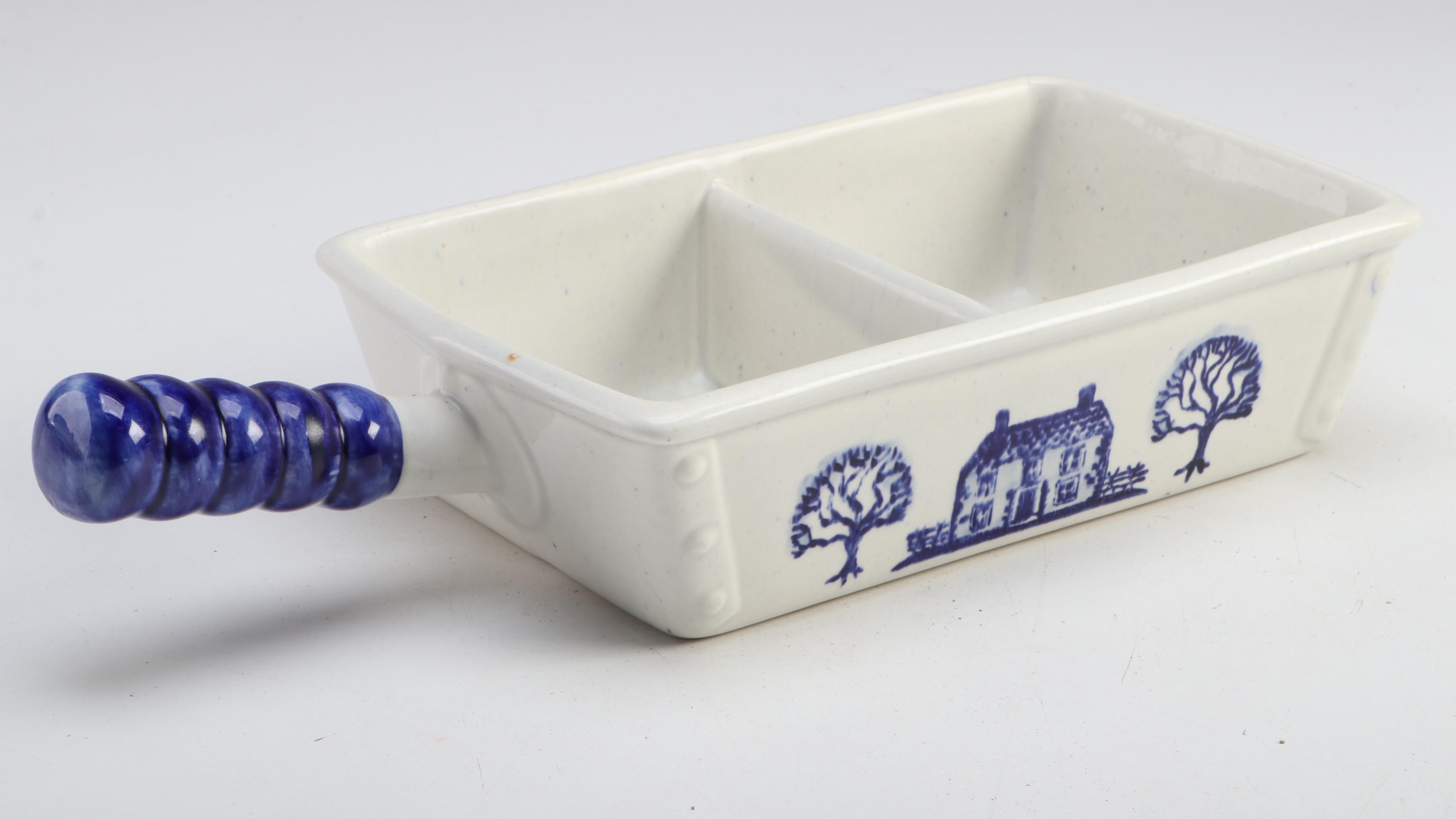 Royal Copenhagen Platter with Serving Tray and Other Ceramic and Wood Tableware