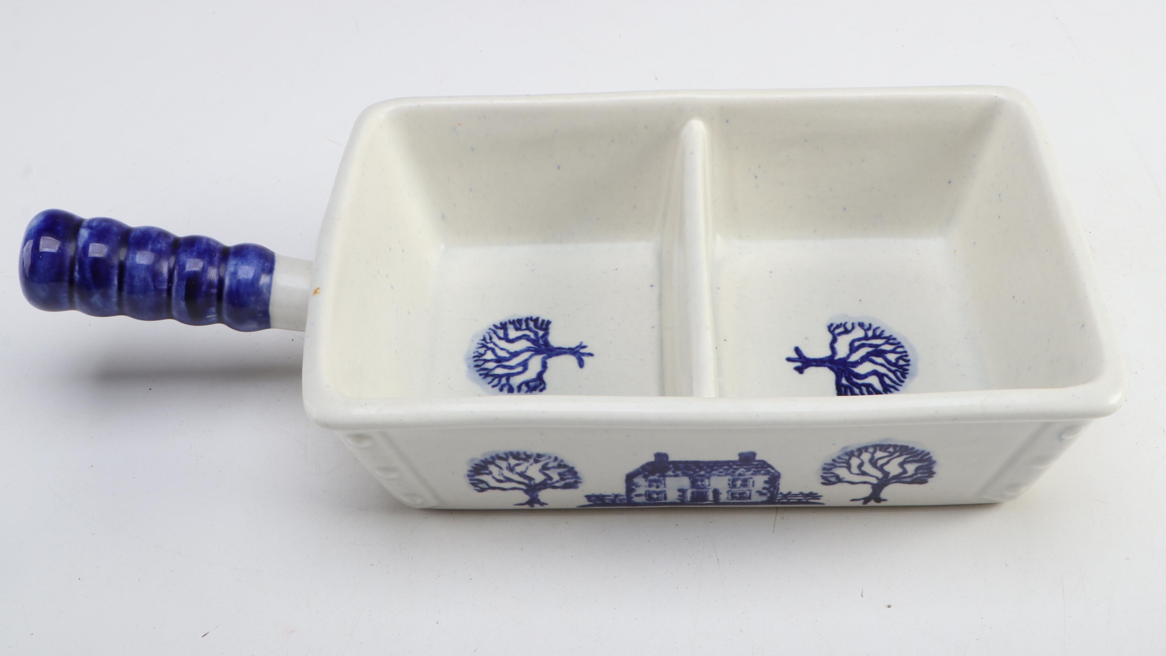 Royal Copenhagen Platter with Serving Tray and Other Ceramic and Wood Tableware