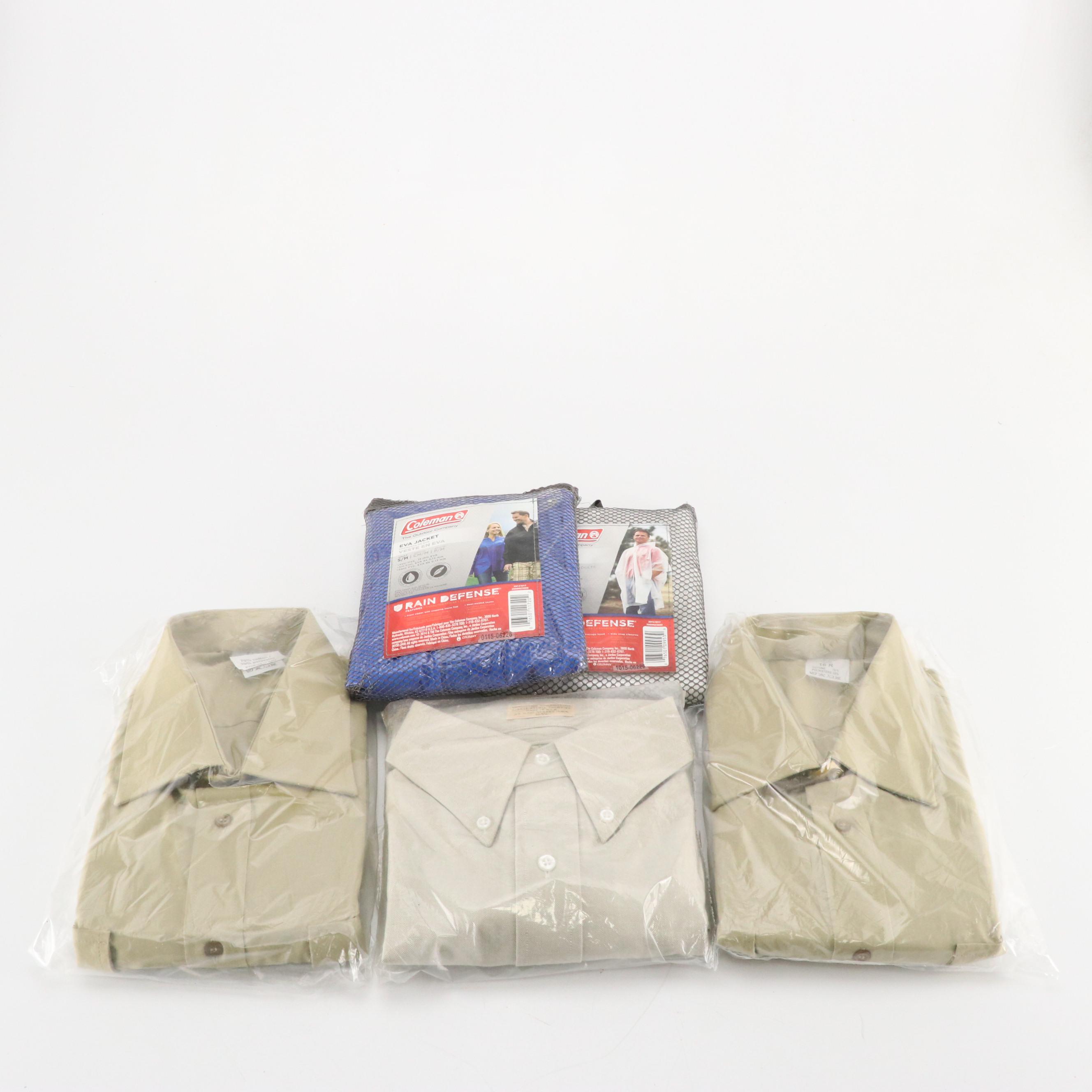 Men's L.L. Bean Short Sleeve Shirt, Italian Long Sleeve Shirts, and Rain Gear