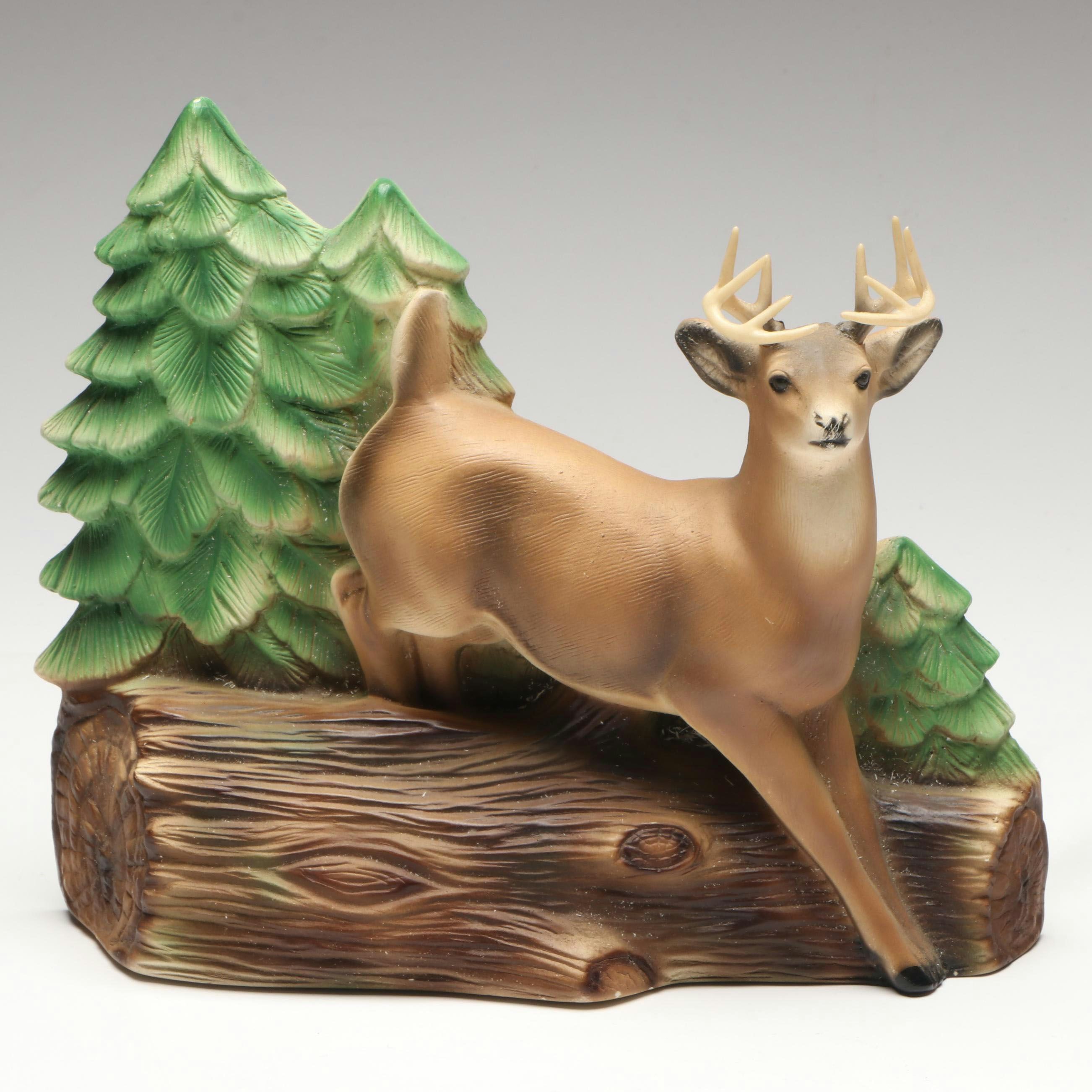 Mid-Century Stag and Pine Tree  TV Lamp