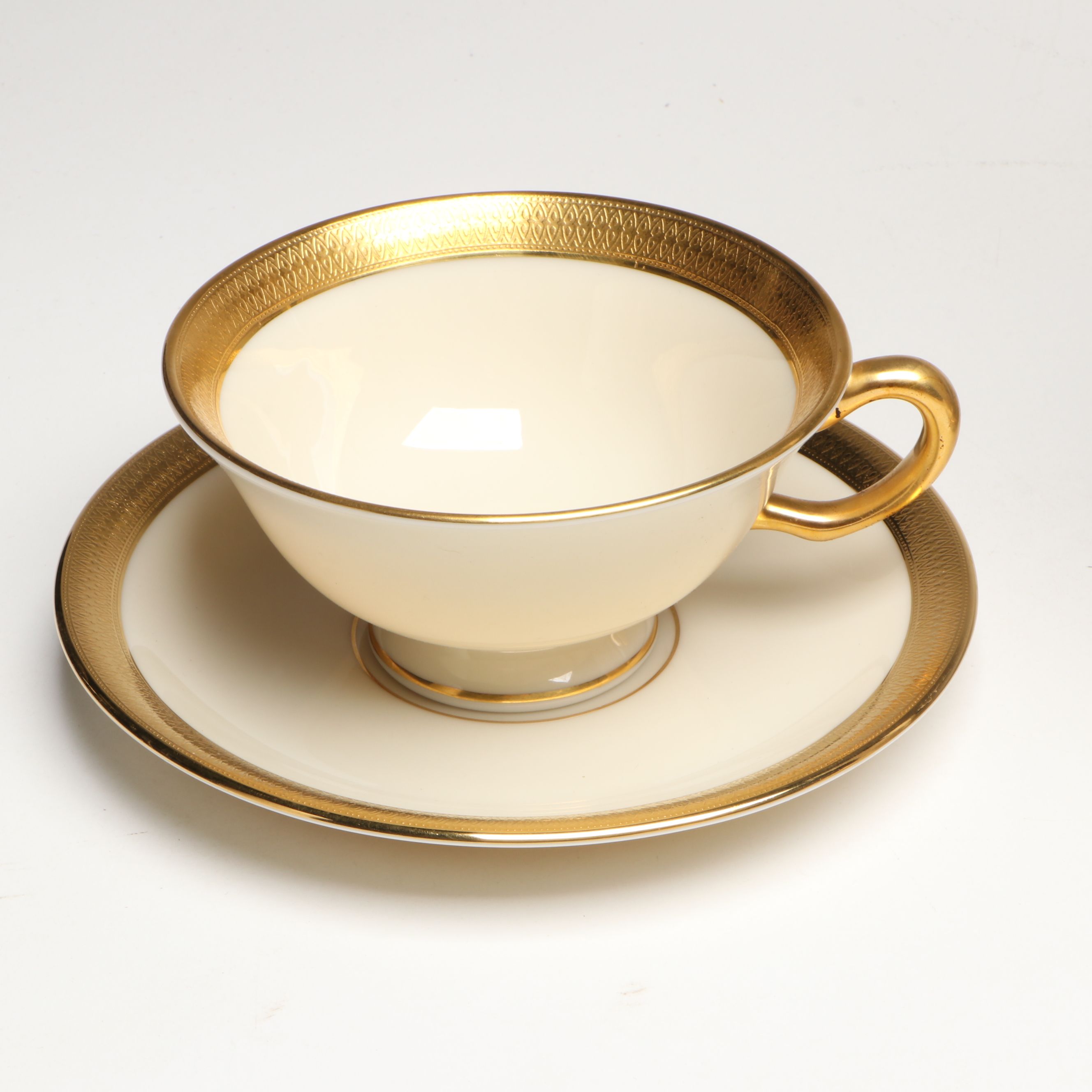 Lenox "Lowell" Dinnerware with Bavarian Gilt Ceramic Cream Soup Bowls
