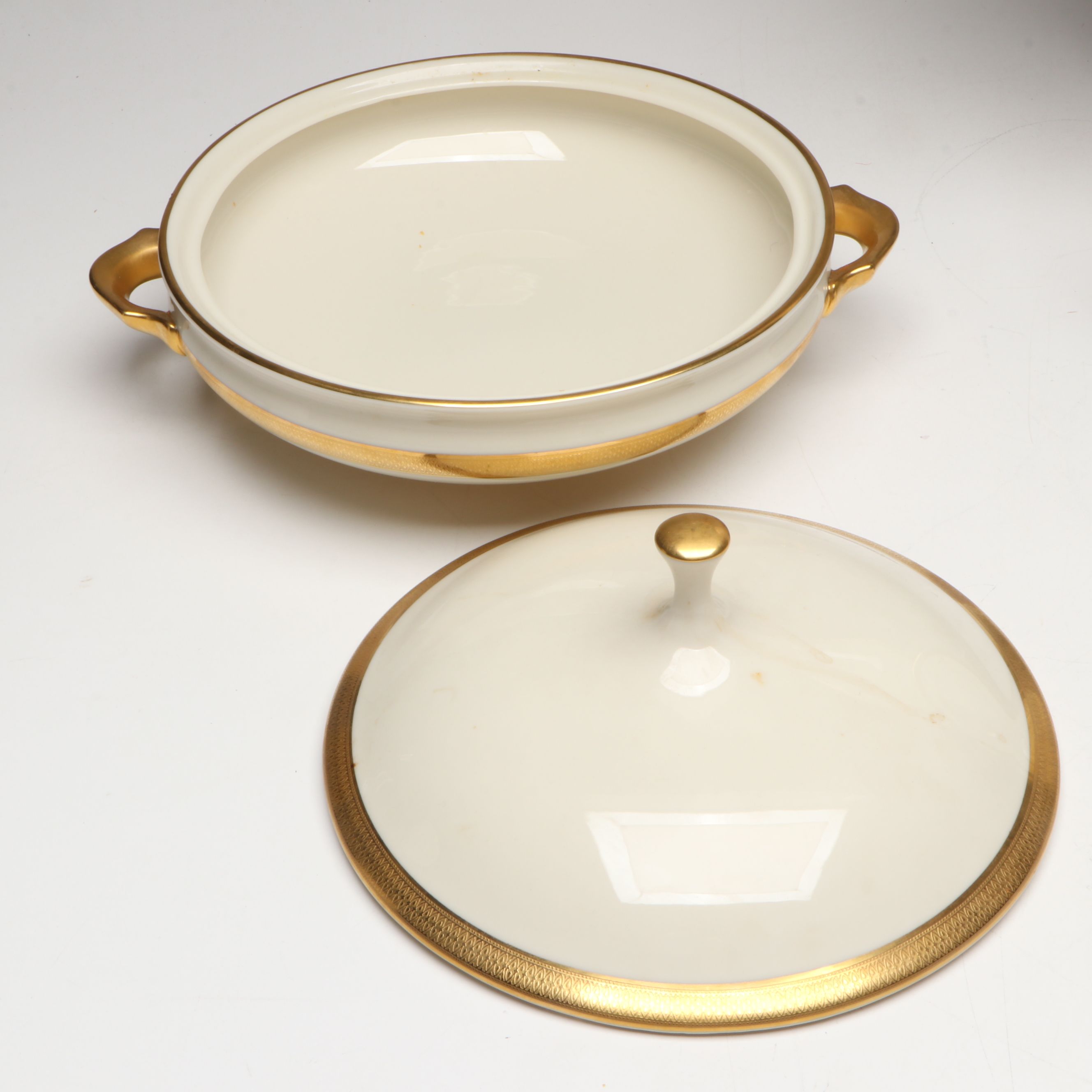 Lenox "Lowell" Dinnerware with Bavarian Gilt Ceramic Cream Soup Bowls