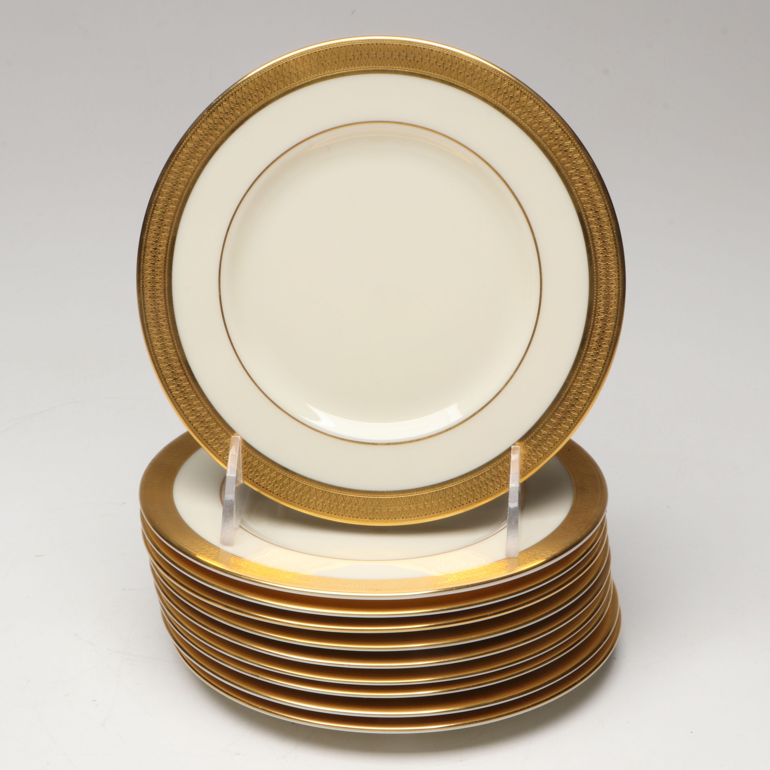 Lenox "Lowell" Dinnerware with Bavarian Gilt Ceramic Cream Soup Bowls