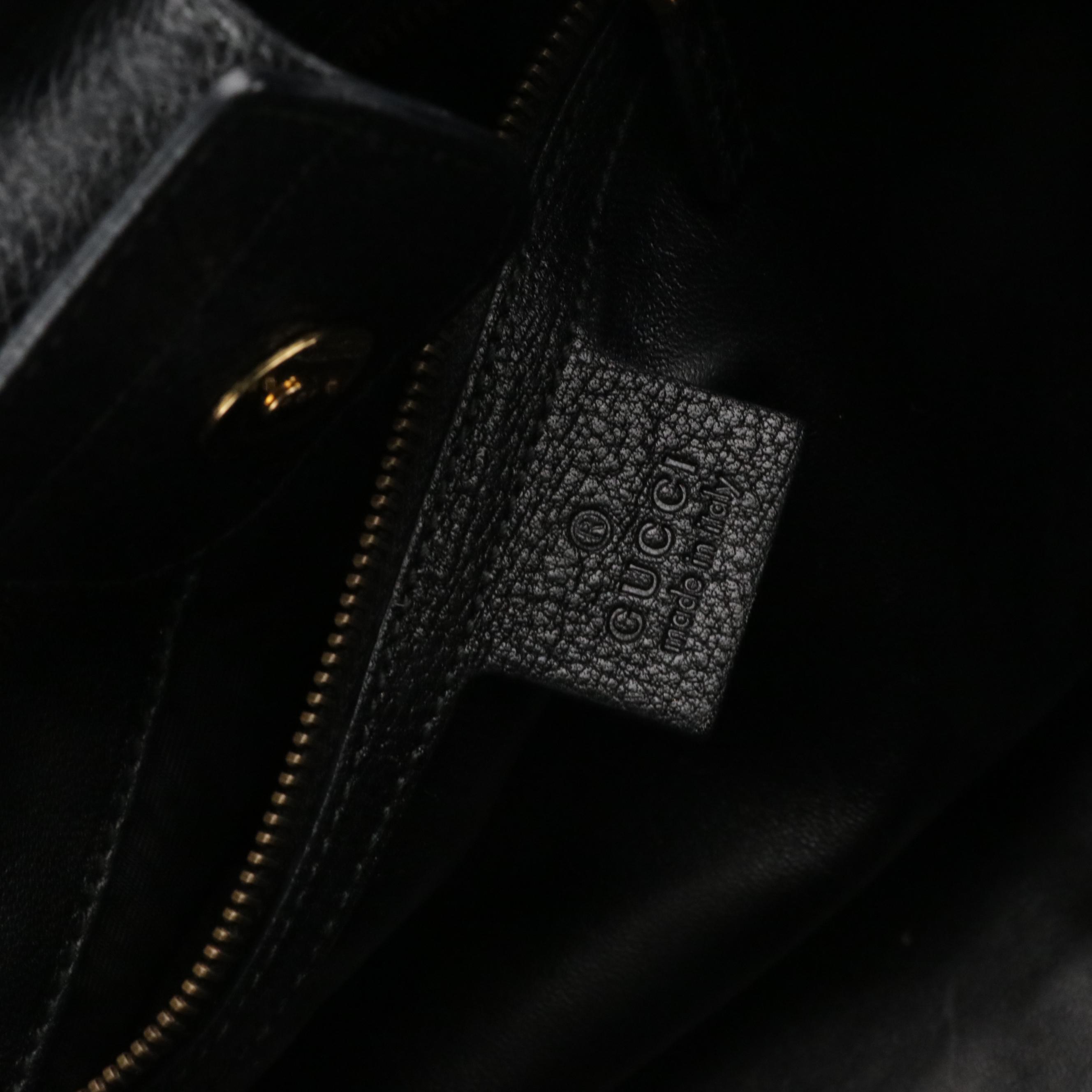 Gucci Medium GG Belted Running Satchel Bag in Black Python Leather