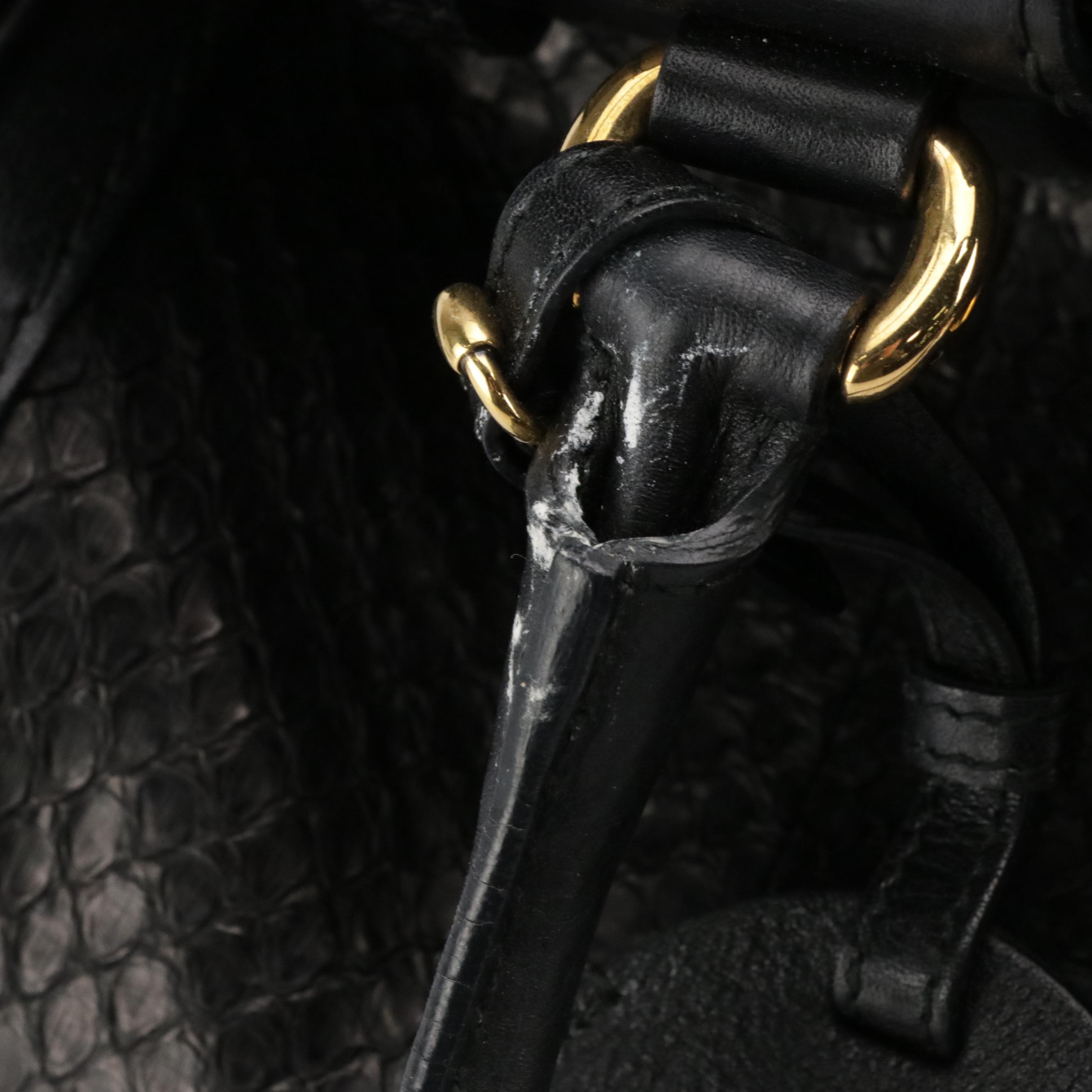 Gucci Medium GG Belted Running Satchel Bag in Black Python Leather