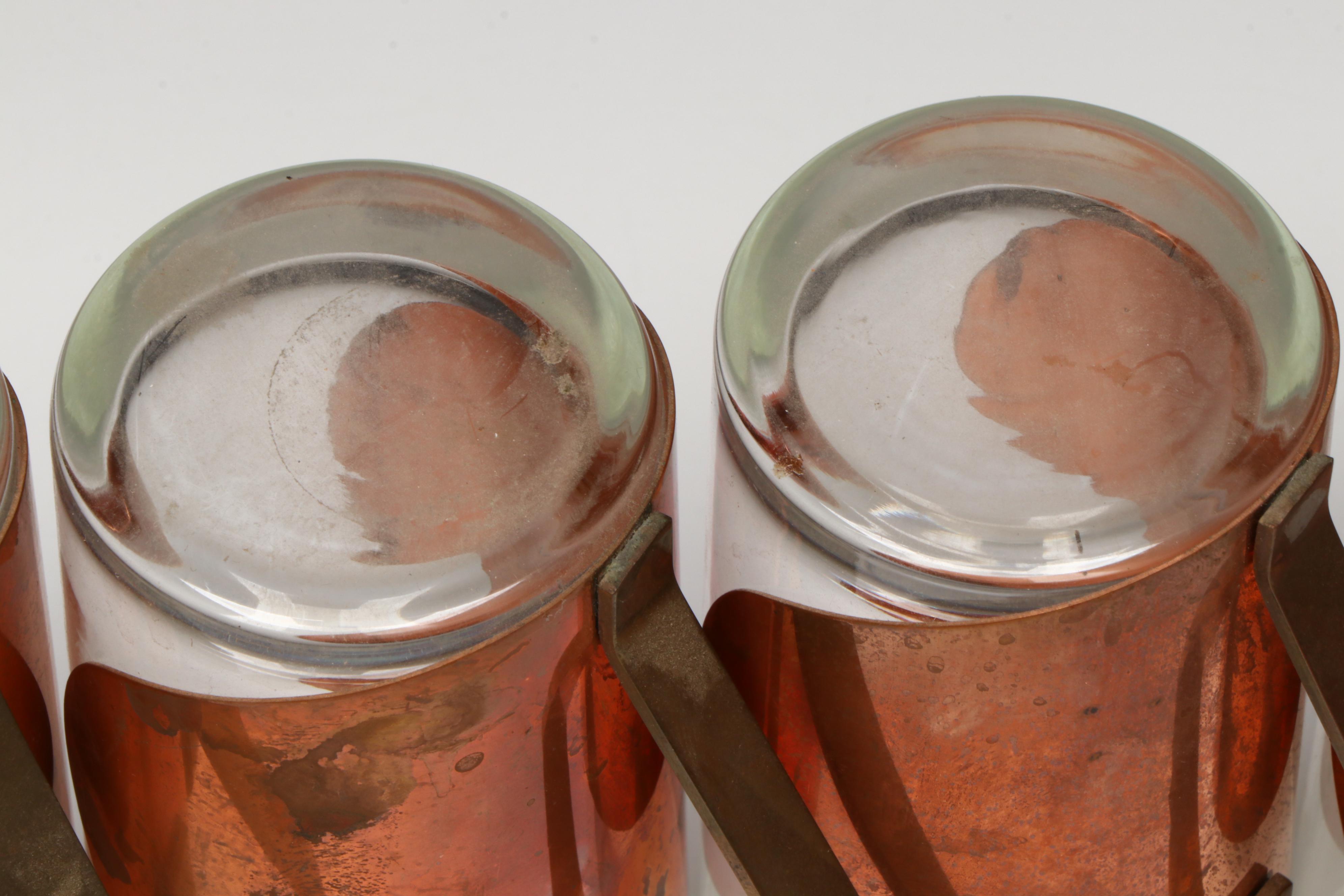 Mid Century Modern Copper and Brass Handle Hot Toddy Mugs