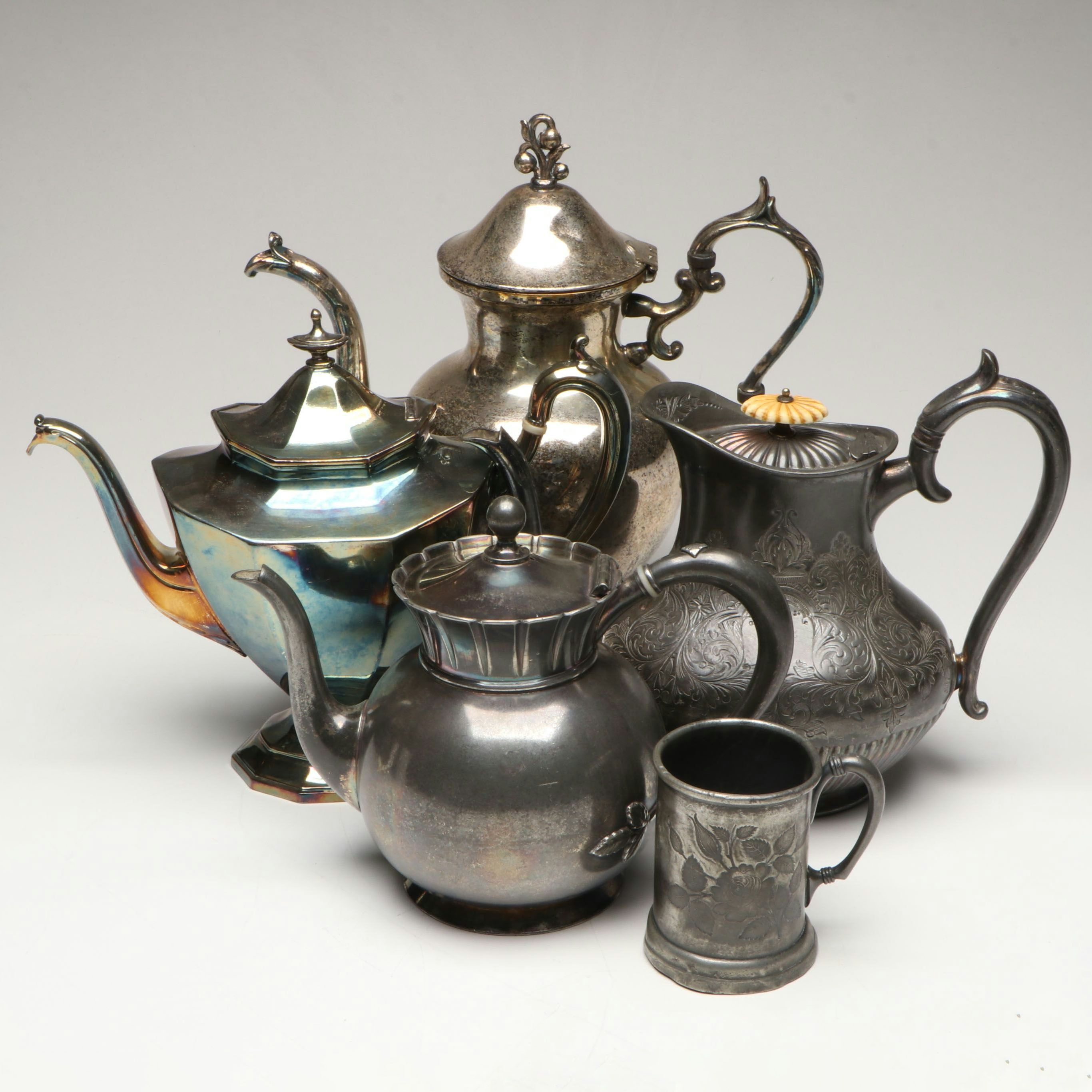 Reed & Barton, Joseph Ridge & Co., and More Silver Plate Teapots, Late 19th C.