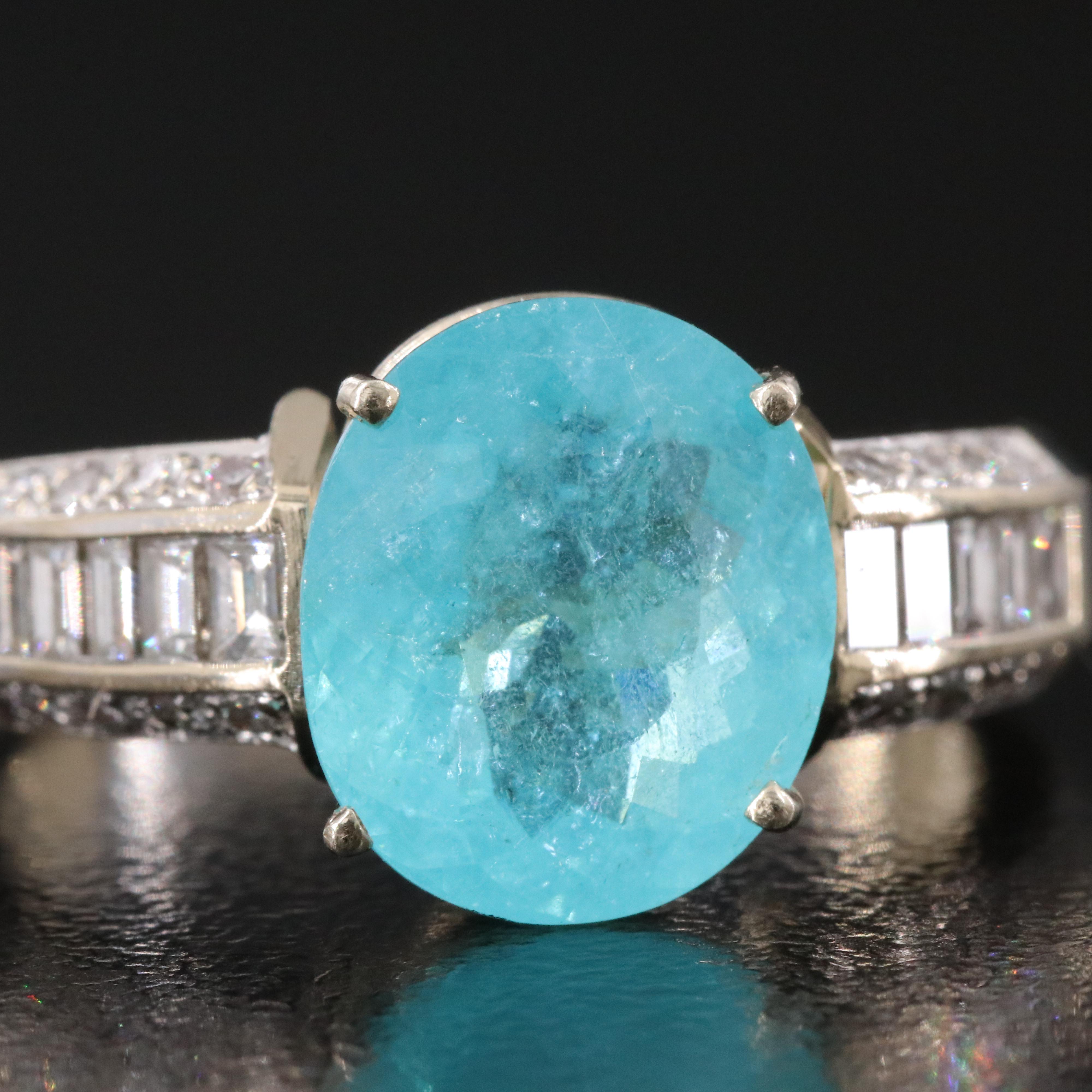 18K 3.51 CT Tourmaline and Diamond Ring