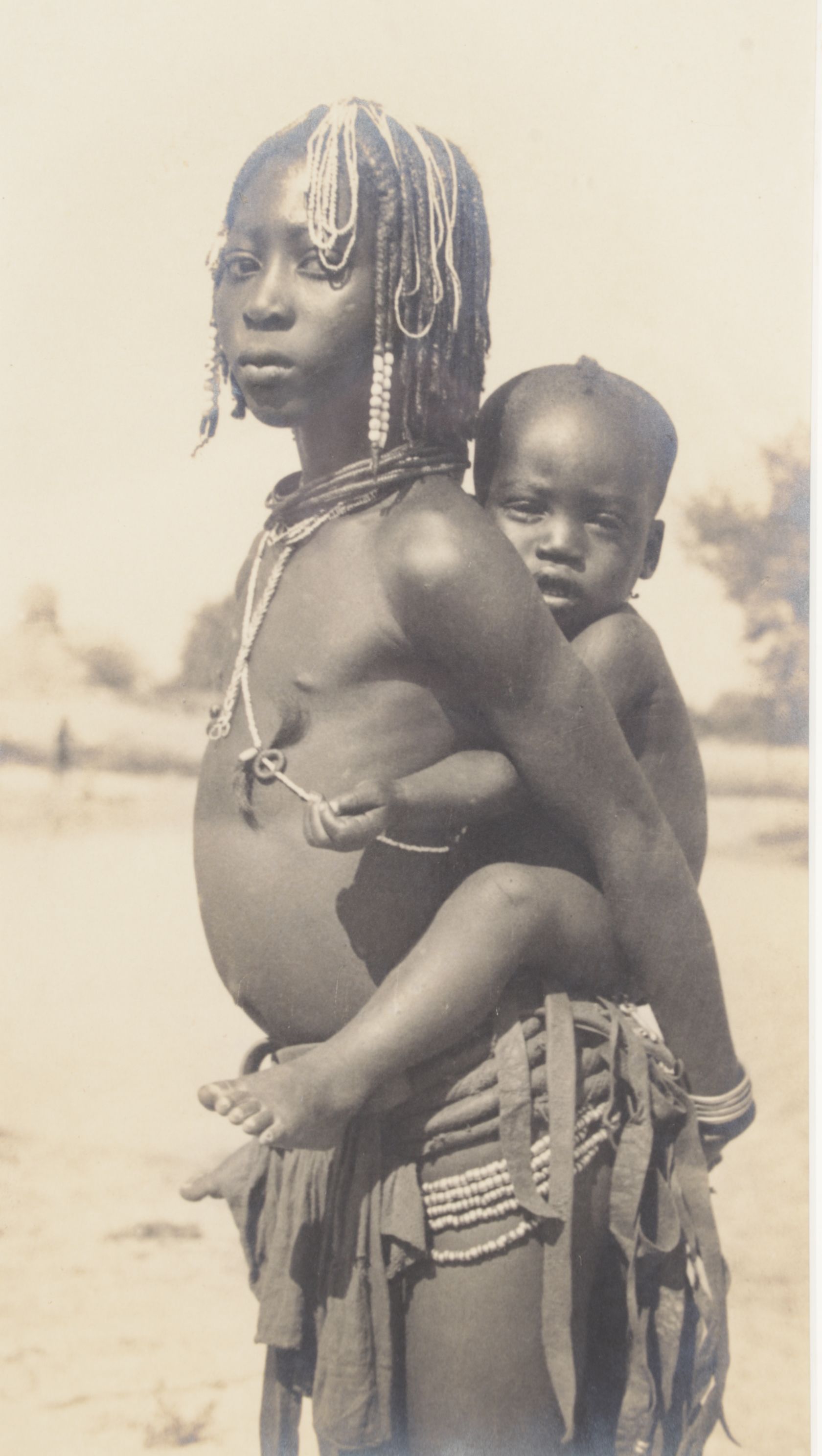 Sepia Toned Carbon Portrait Photograph of Eunda Girl with Toddler