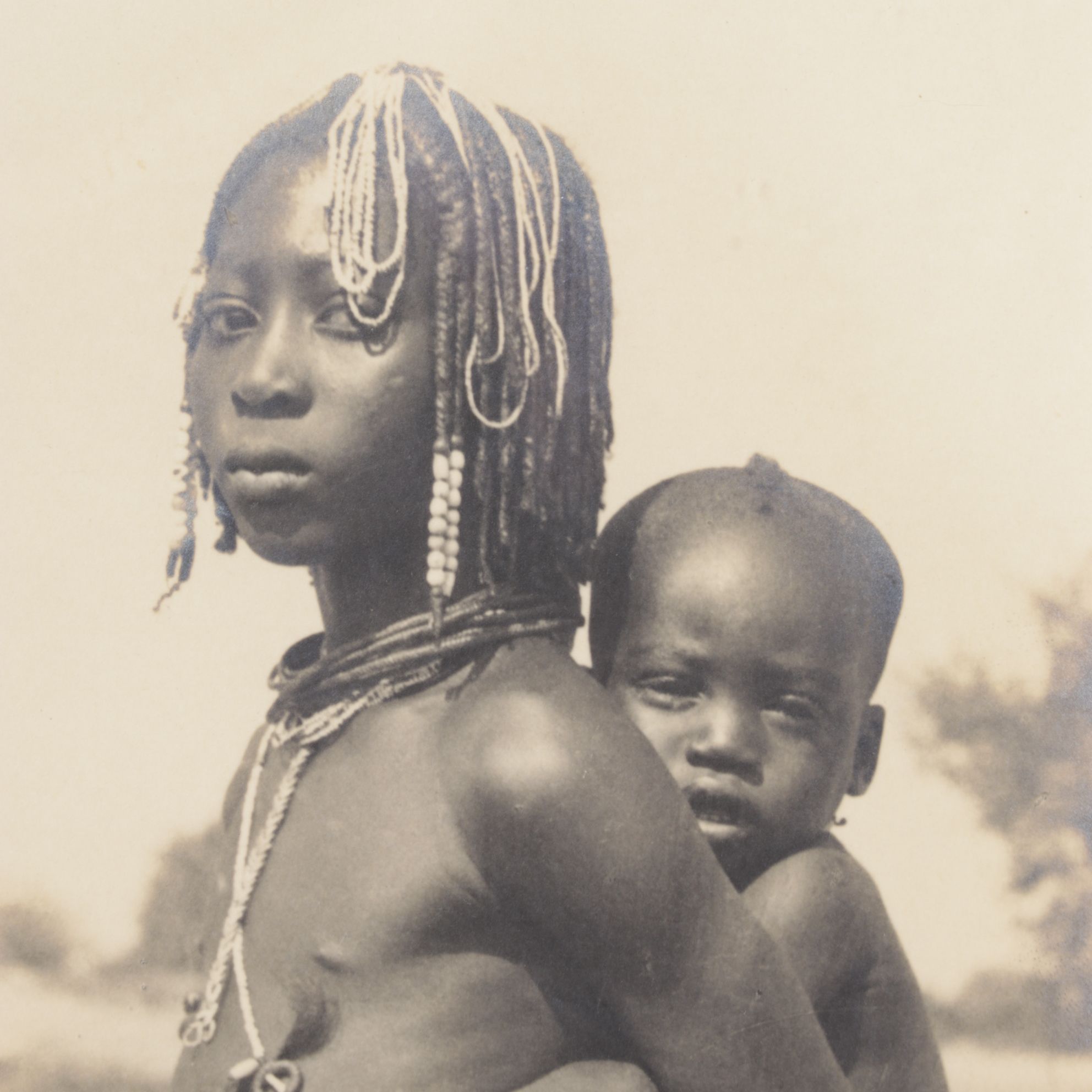 Sepia Toned Carbon Portrait Photograph of Eunda Girl with Toddler